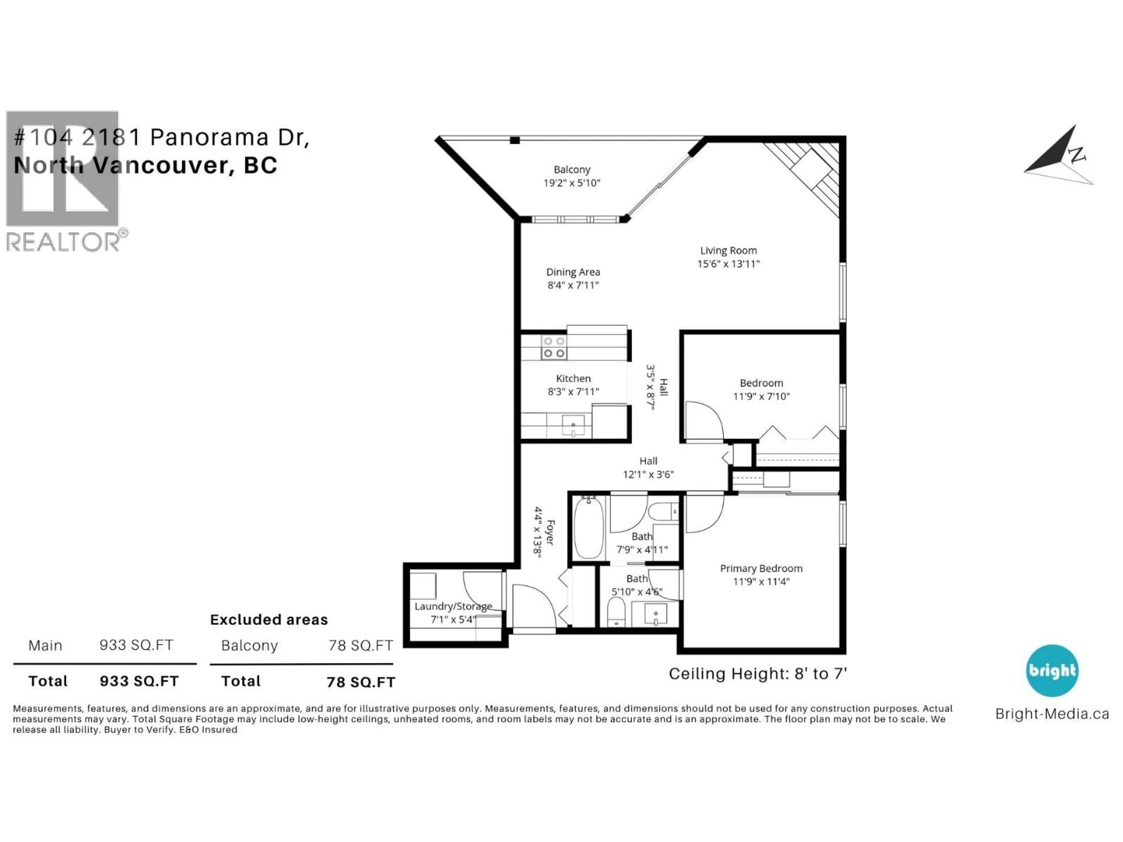 Floor plan for 104 - 2181 PANORAMA DRIVE, North Vancouver British Columbia V7G1V3