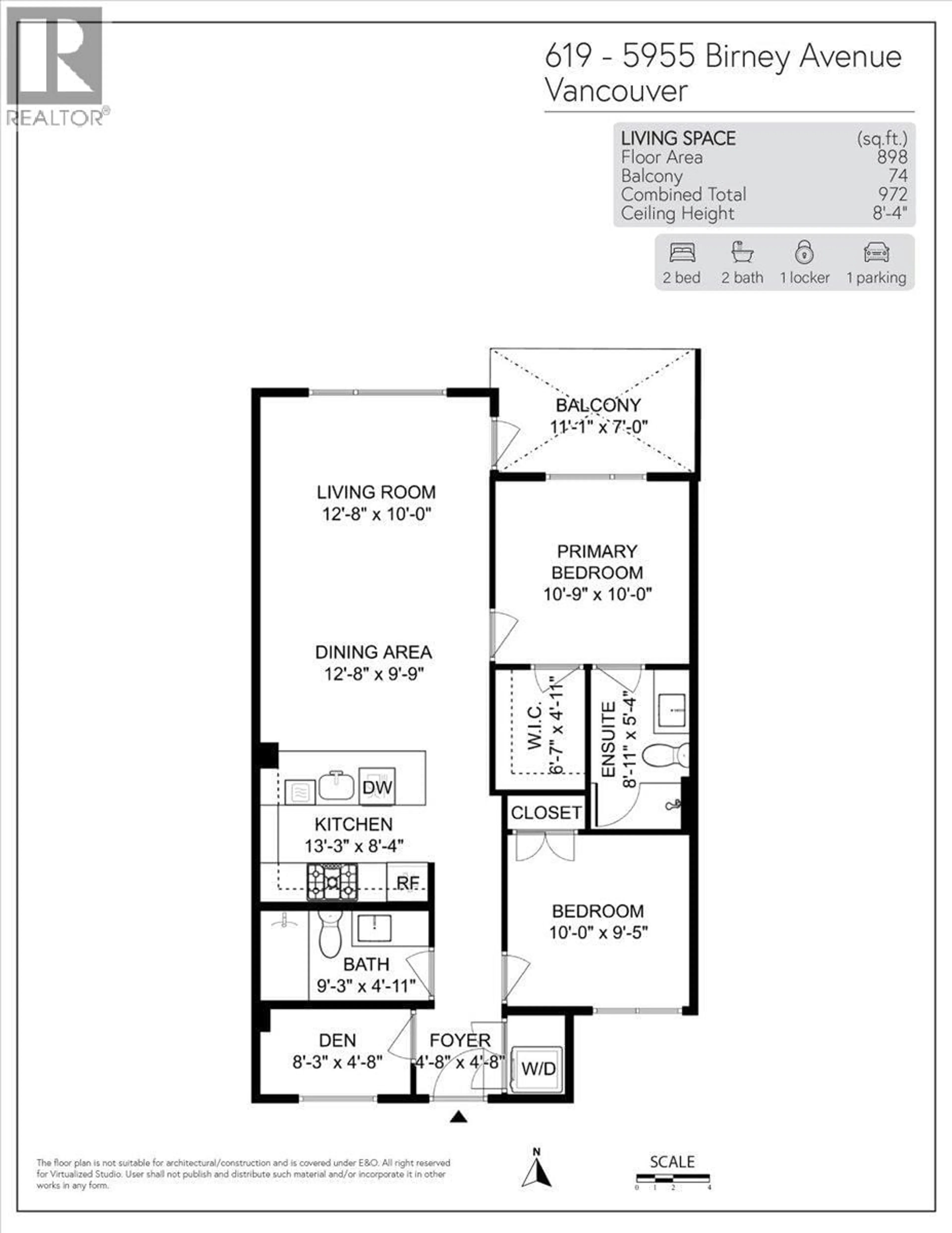 Floor plan for 619 - 5955 BIRNEY AVENUE, Vancouver British Columbia V6S0C5