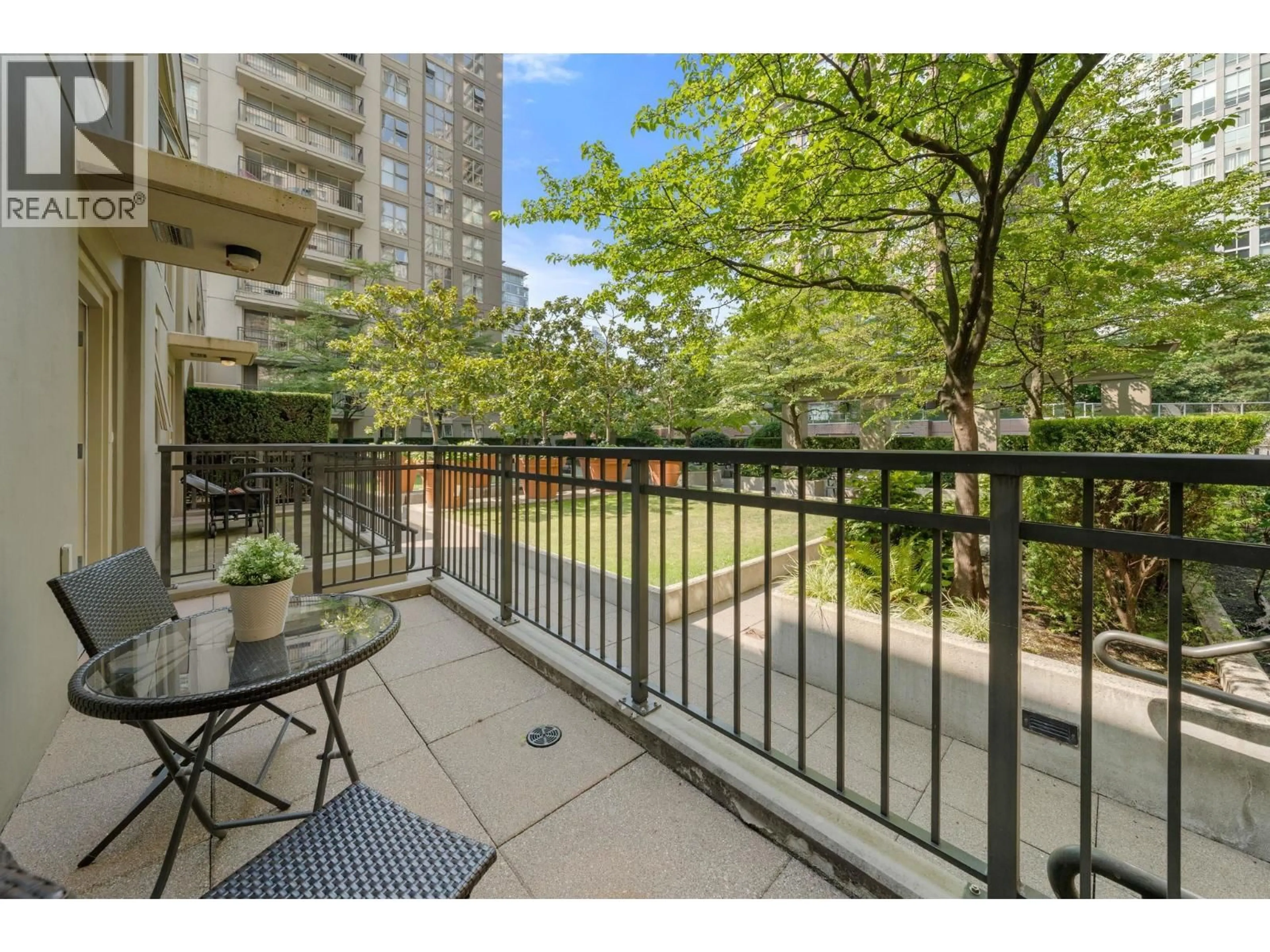 Patio, city buildings view from balcony for TH9 - 969 RICHARDS STREET, Vancouver British Columbia V6B1A8