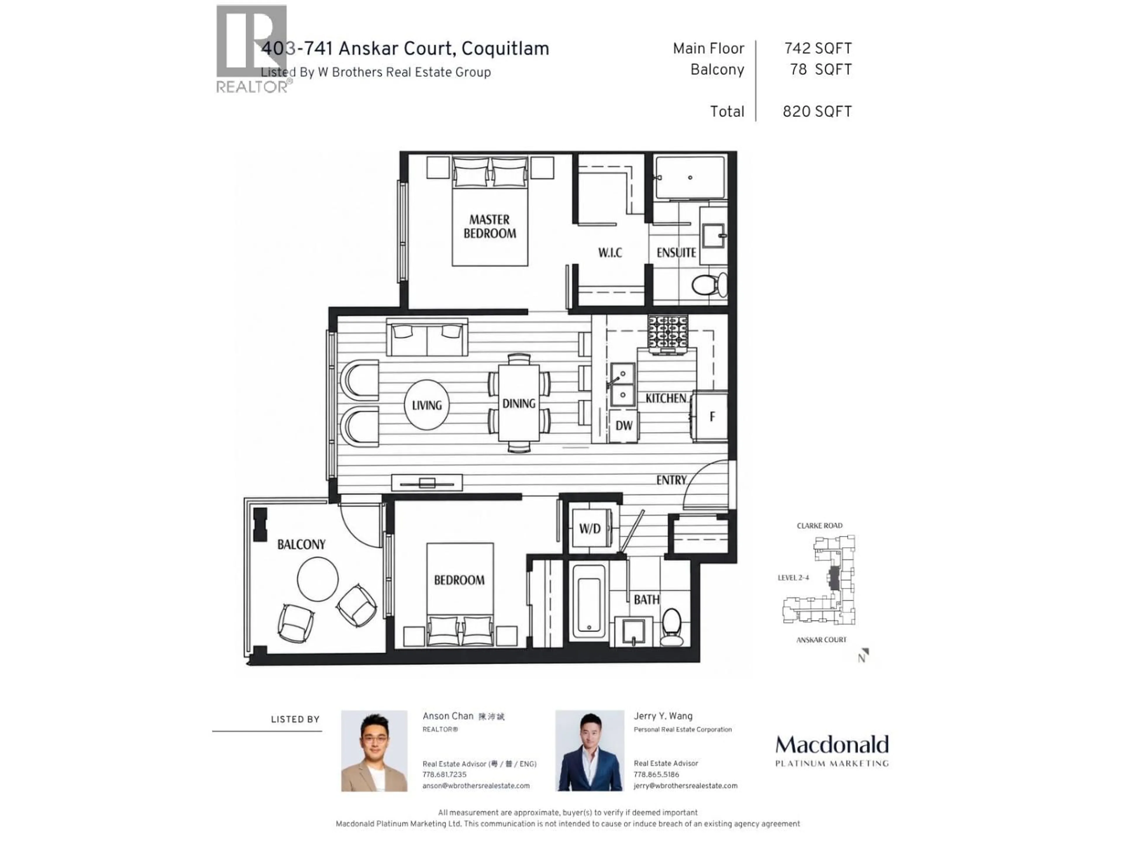 Floor plan for 403 - 741 ANSKAR COURT, Coquitlam British Columbia V3J0N3