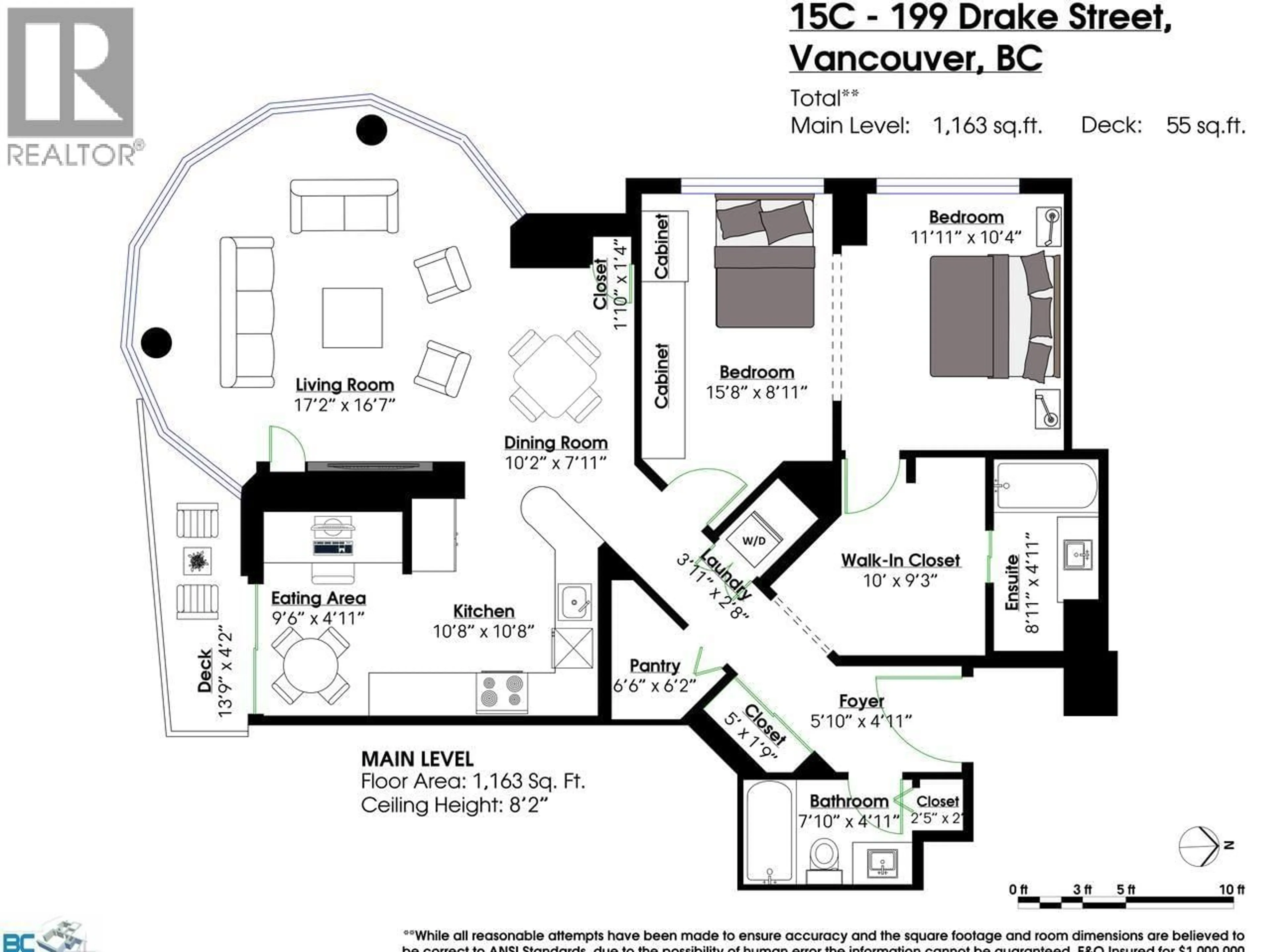 Floor plan for 15C - 199 DRAKE STREET, Vancouver British Columbia V6Z2T9