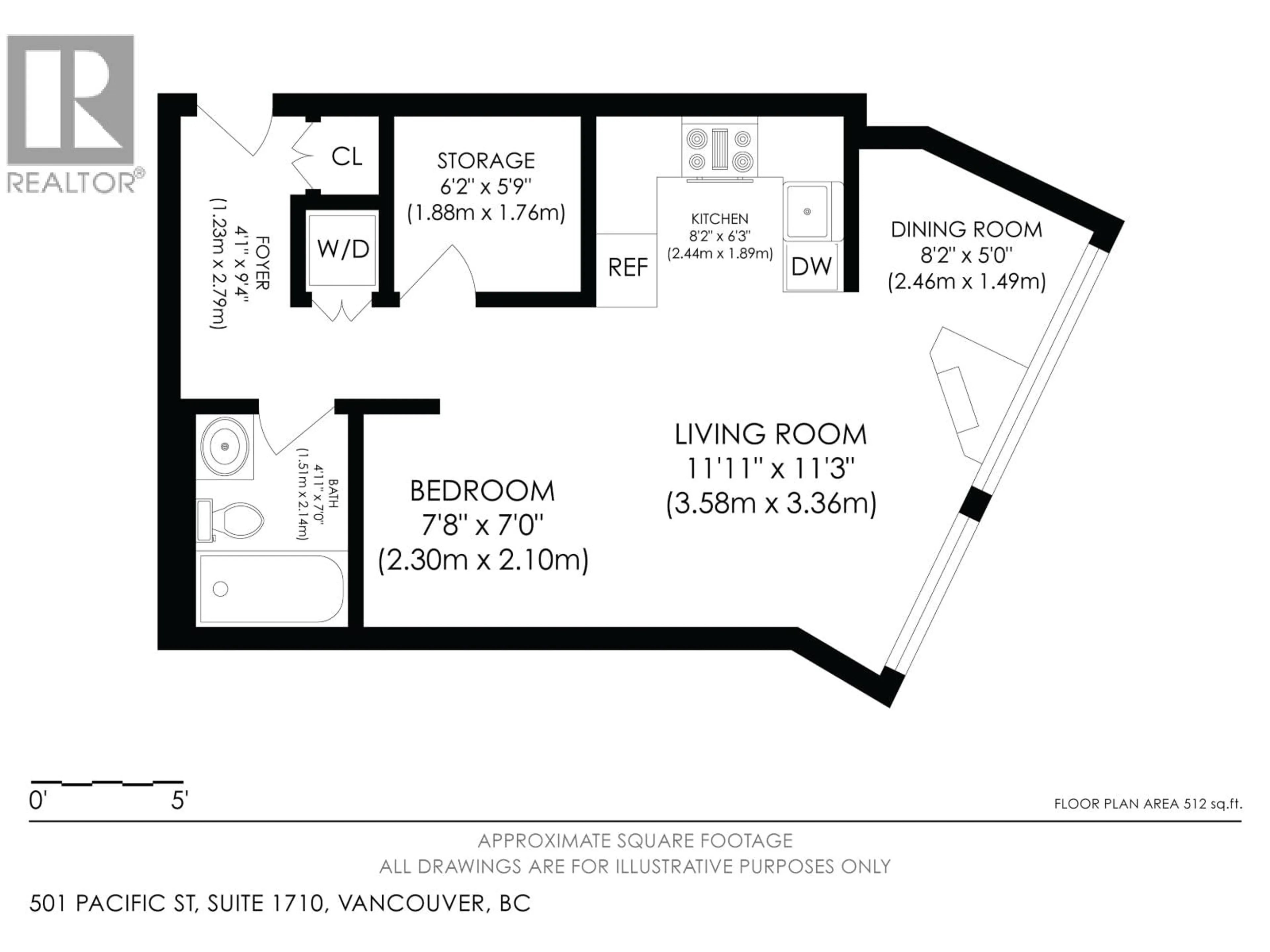 Floor plan for 1710 - 501 PACIFIC STREET, Vancouver British Columbia V6Z2X6