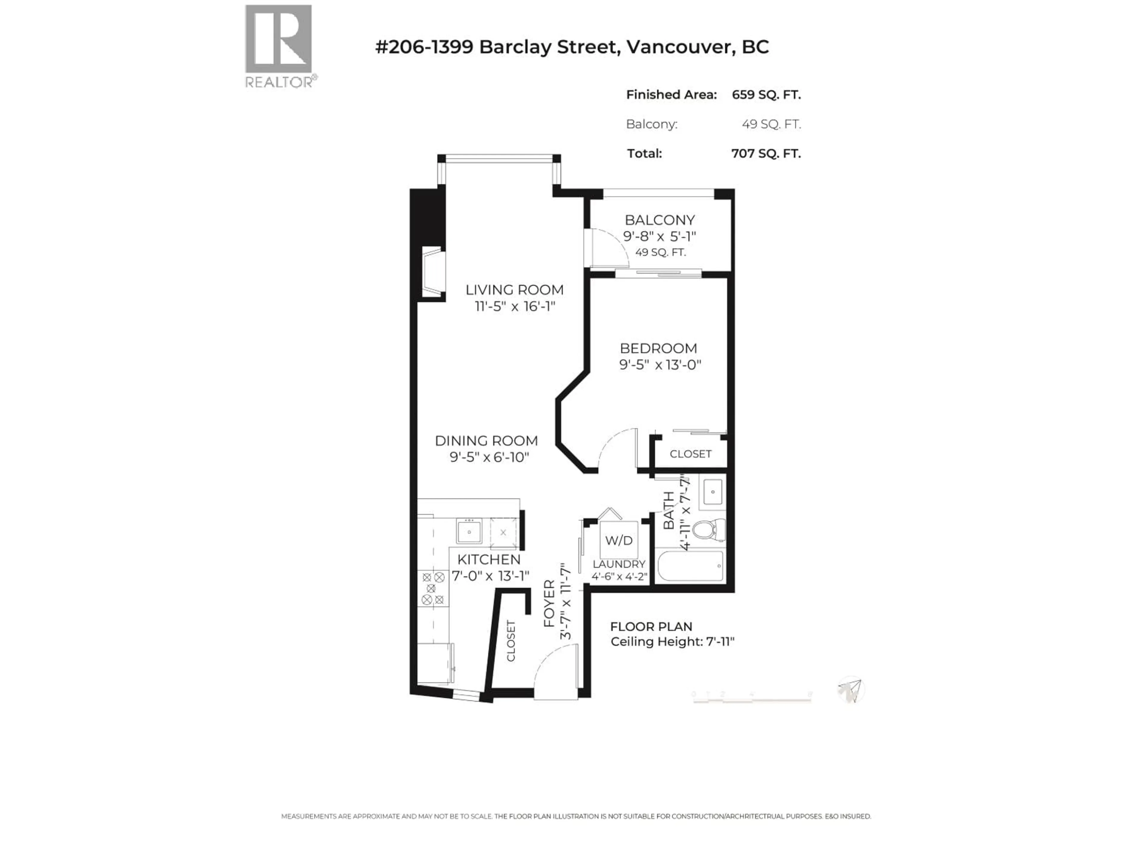 Floor plan for 206 - 1399 BARCLAY STREET, Vancouver British Columbia V6E1H6