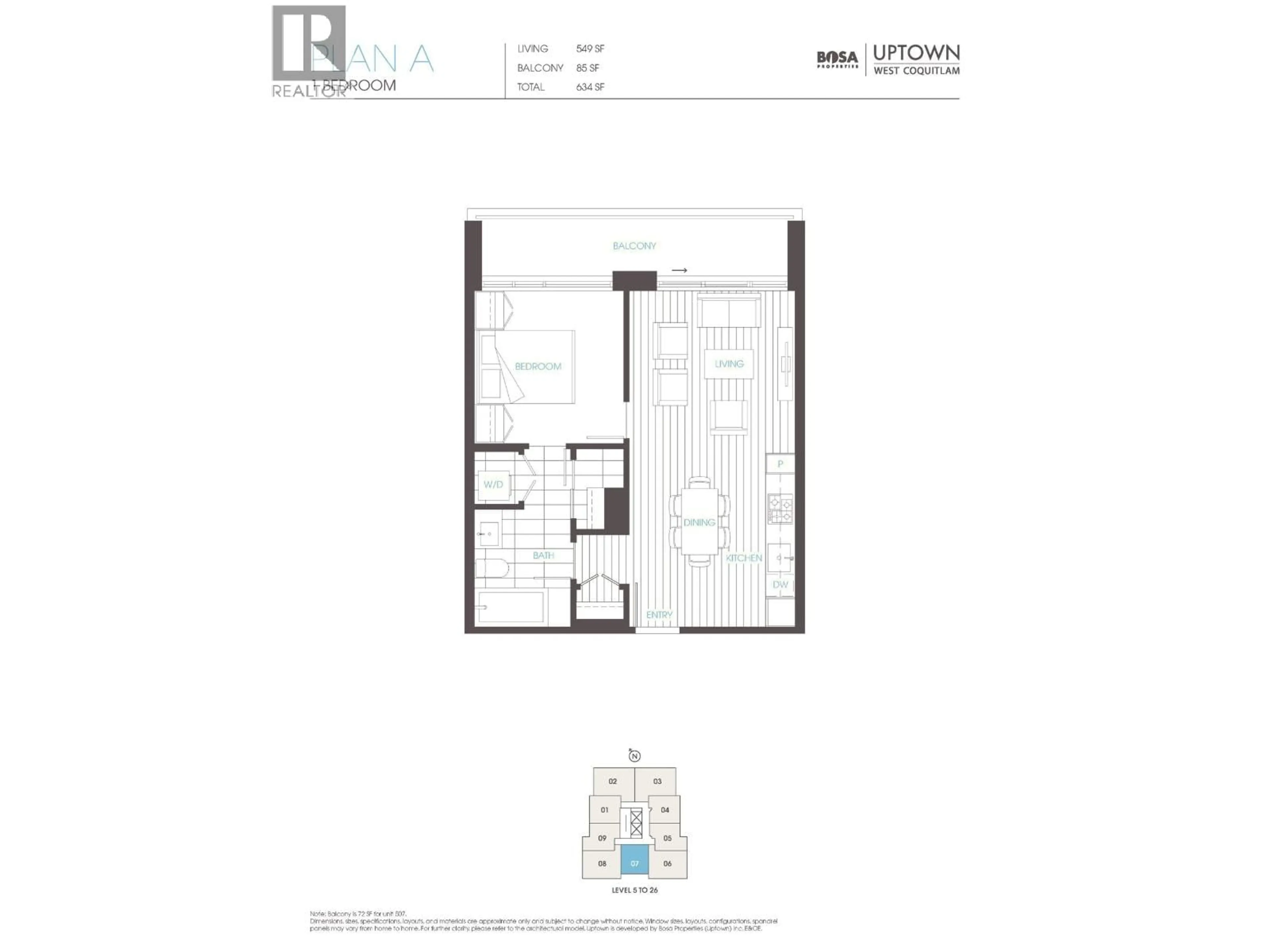 Floor plan for 1407 - 602 COMO LAKE AVENUE, Coquitlam British Columbia V3J0G2