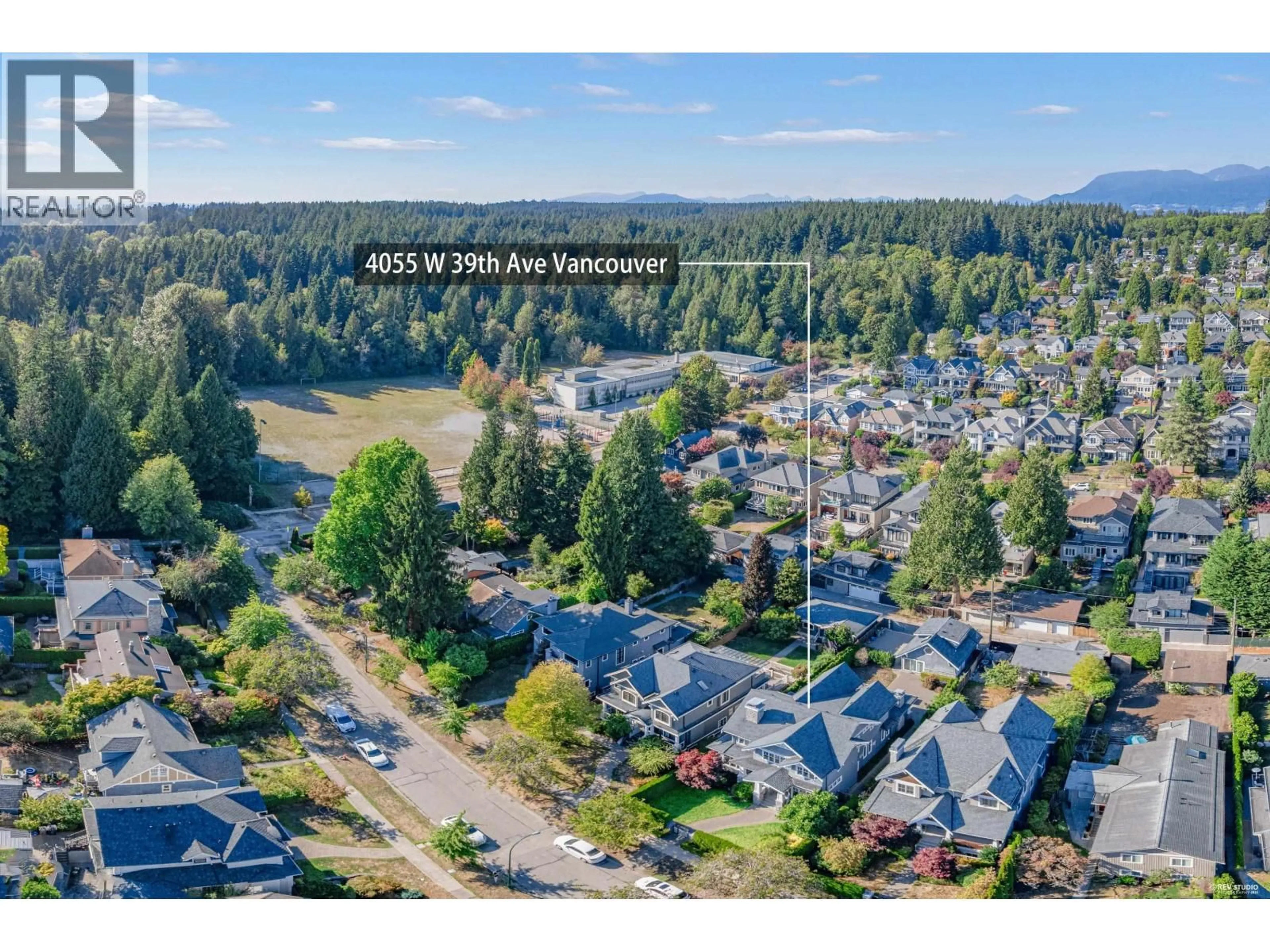 A pic from outside/outdoor area/front of a property/back of a property/a pic from drone, mountain view for 4055 39TH AVENUE, Vancouver British Columbia V6N3B1
