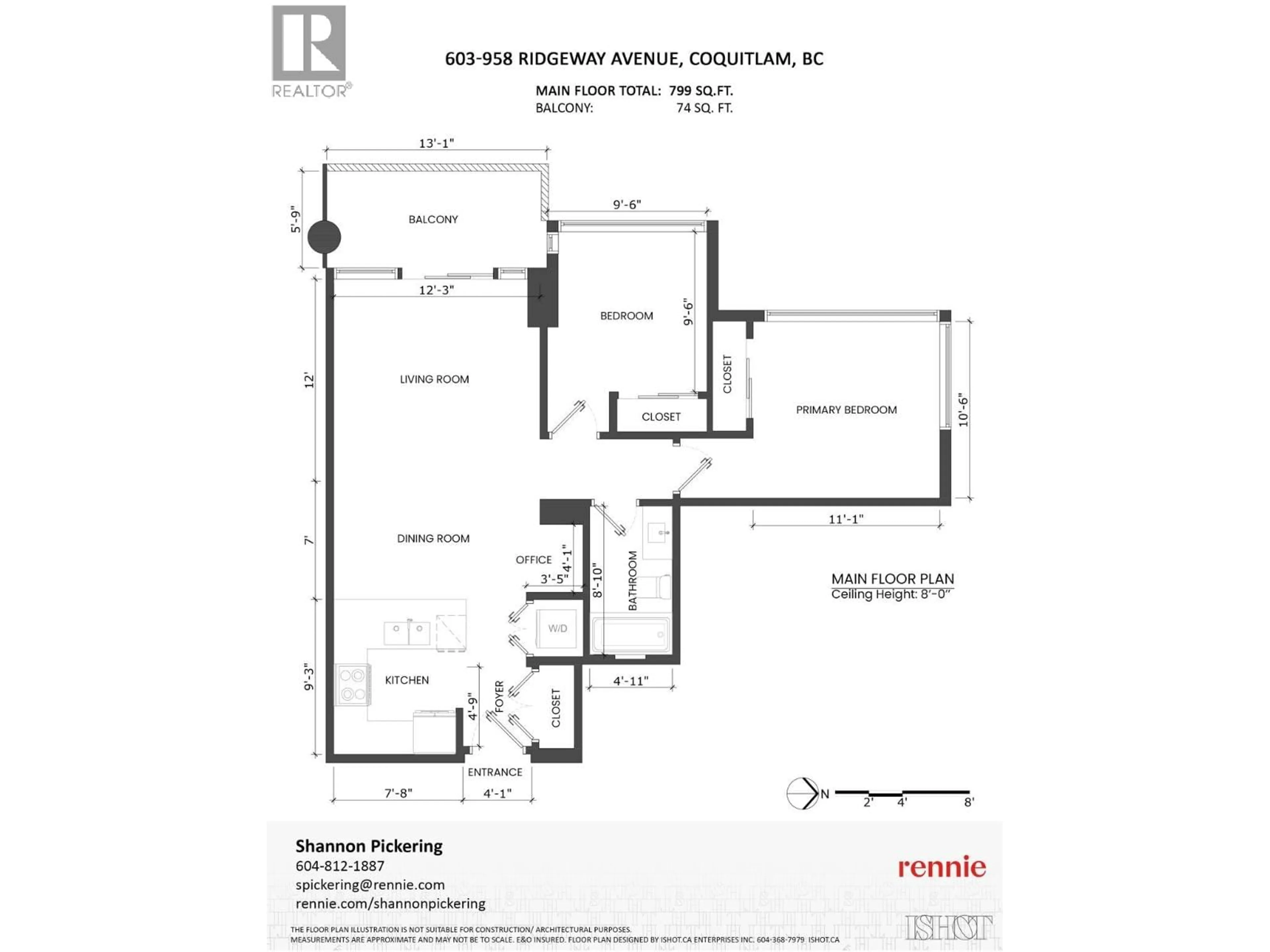 Floor plan for 603 - 958 RIDGEWAY AVENUE, Coquitlam British Columbia V3K0C5