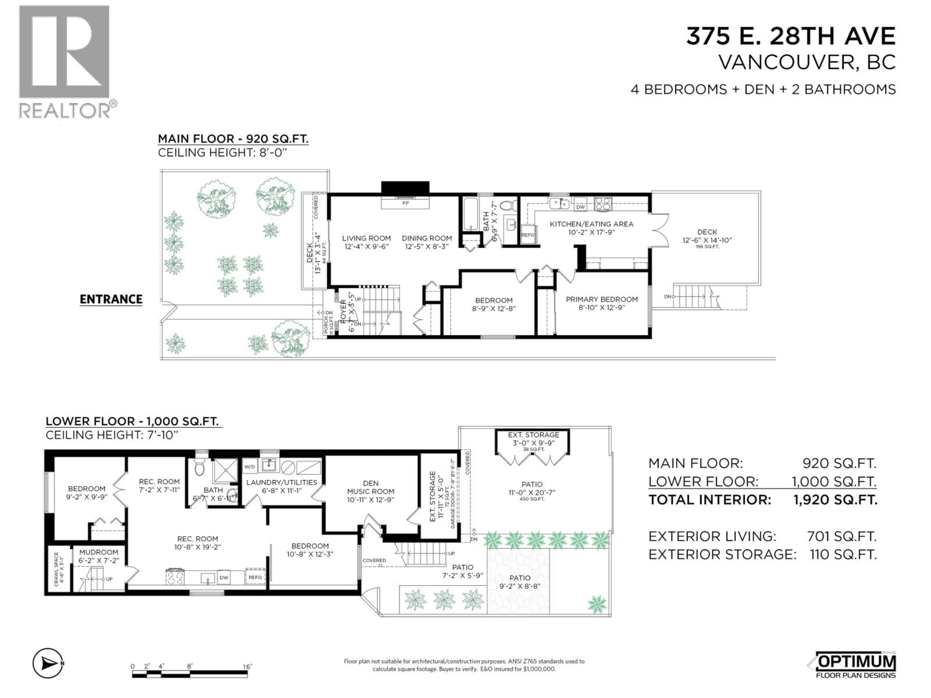 Floor plan for 375 28TH AVENUE, Vancouver British Columbia V5V2M8