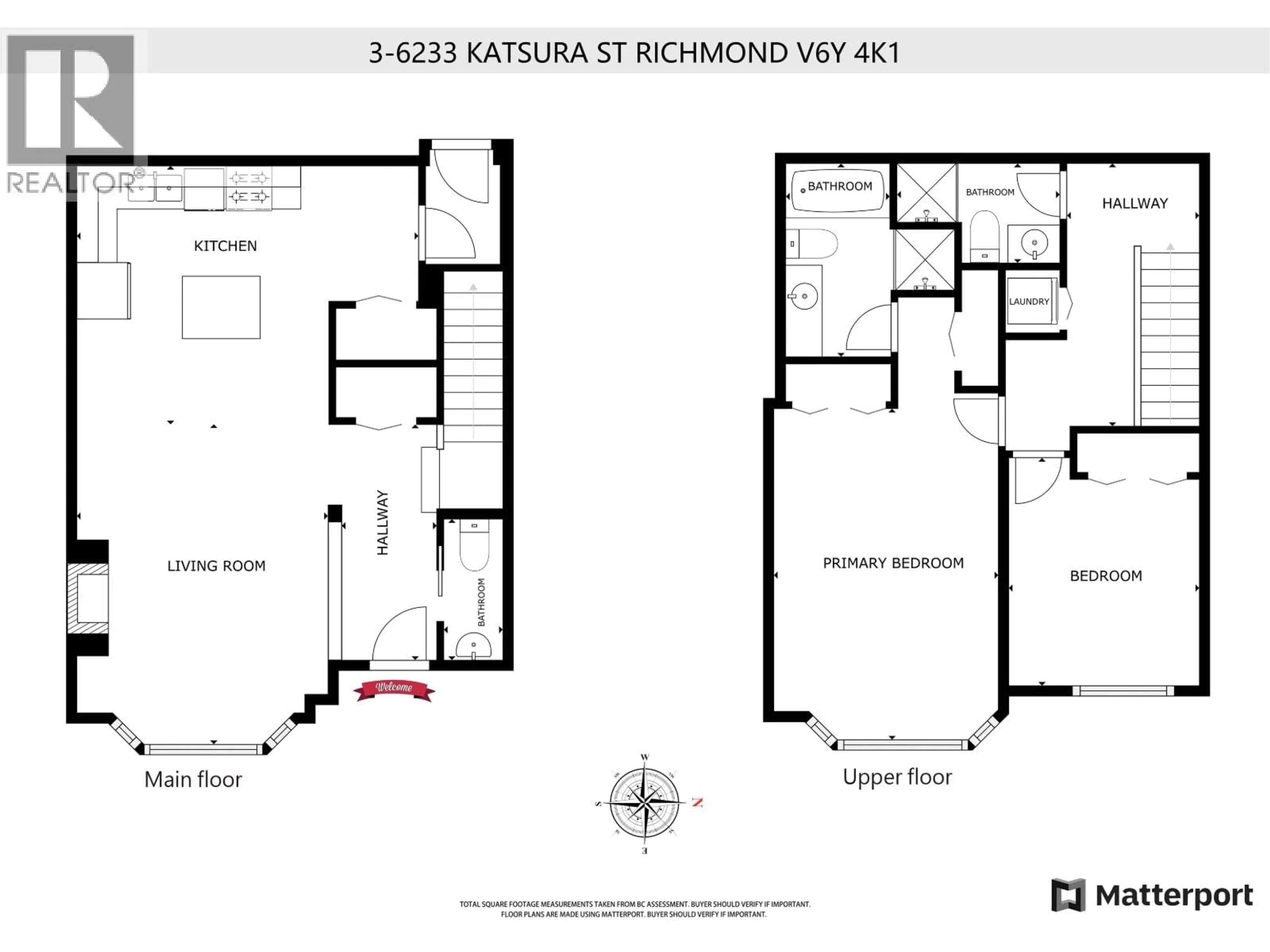 Floor plan for 3 - 6233 KATSURA STREET, Richmond British Columbia V6Y4K1