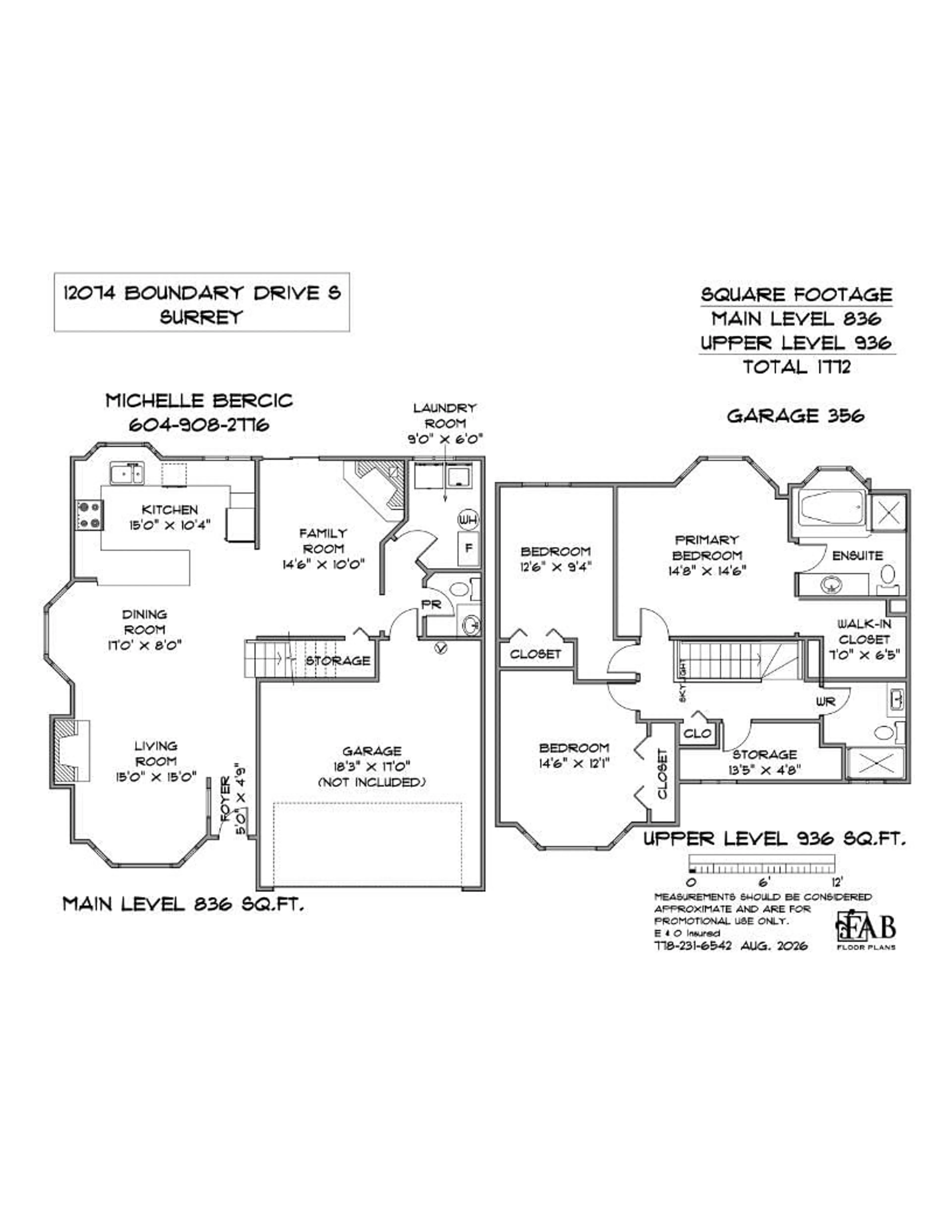 Floor plan for 12074 BOUNDARY DRIVE SOUTH, Surrey British Columbia V3X2B4