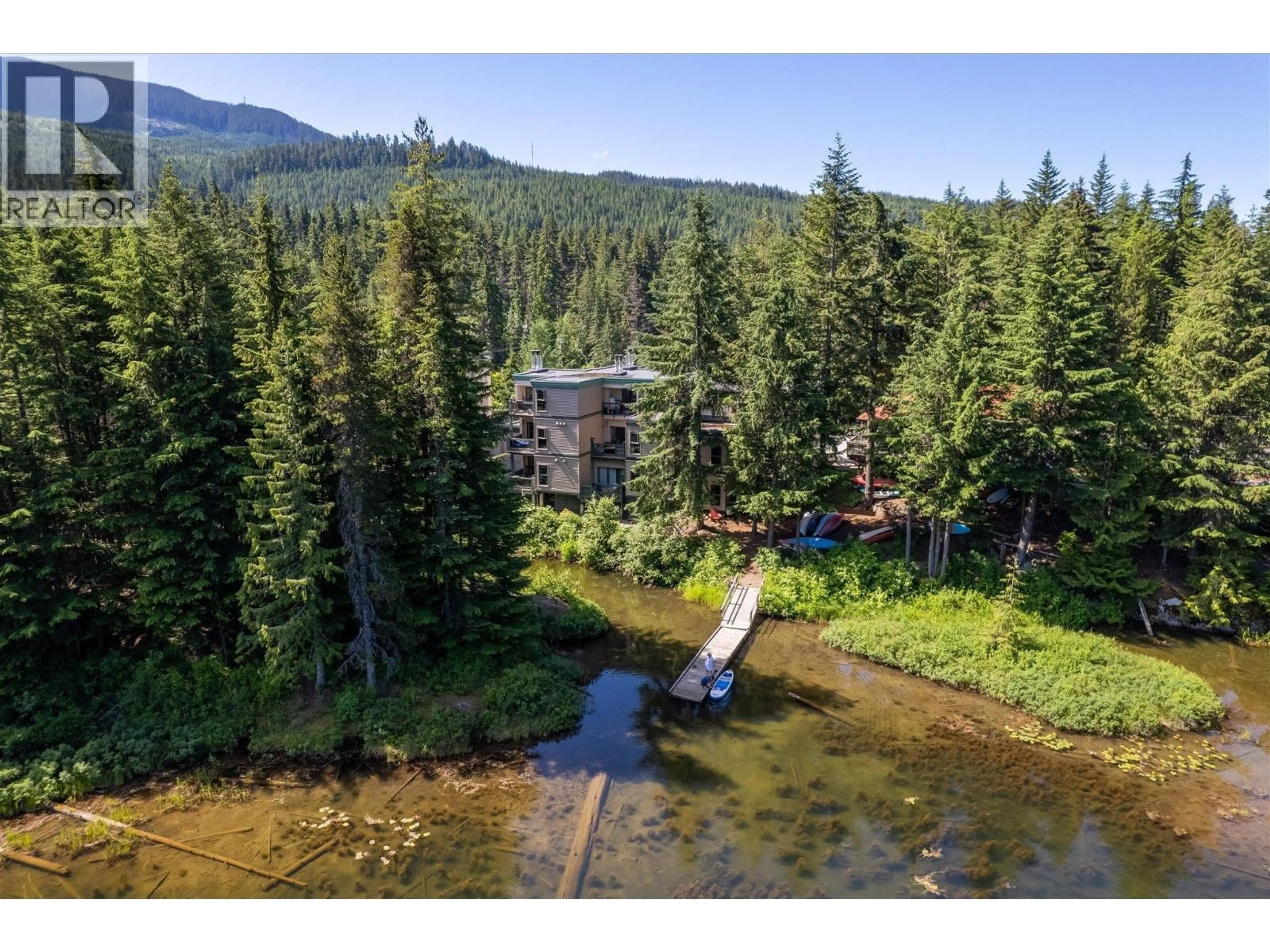 A pic from outside/outdoor area/front of a property/back of a property/a pic from drone, water/lake/river/ocean view for JP1 - 1400 ALTA LAKE RD ROAD, Whistler British Columbia V8E0G9