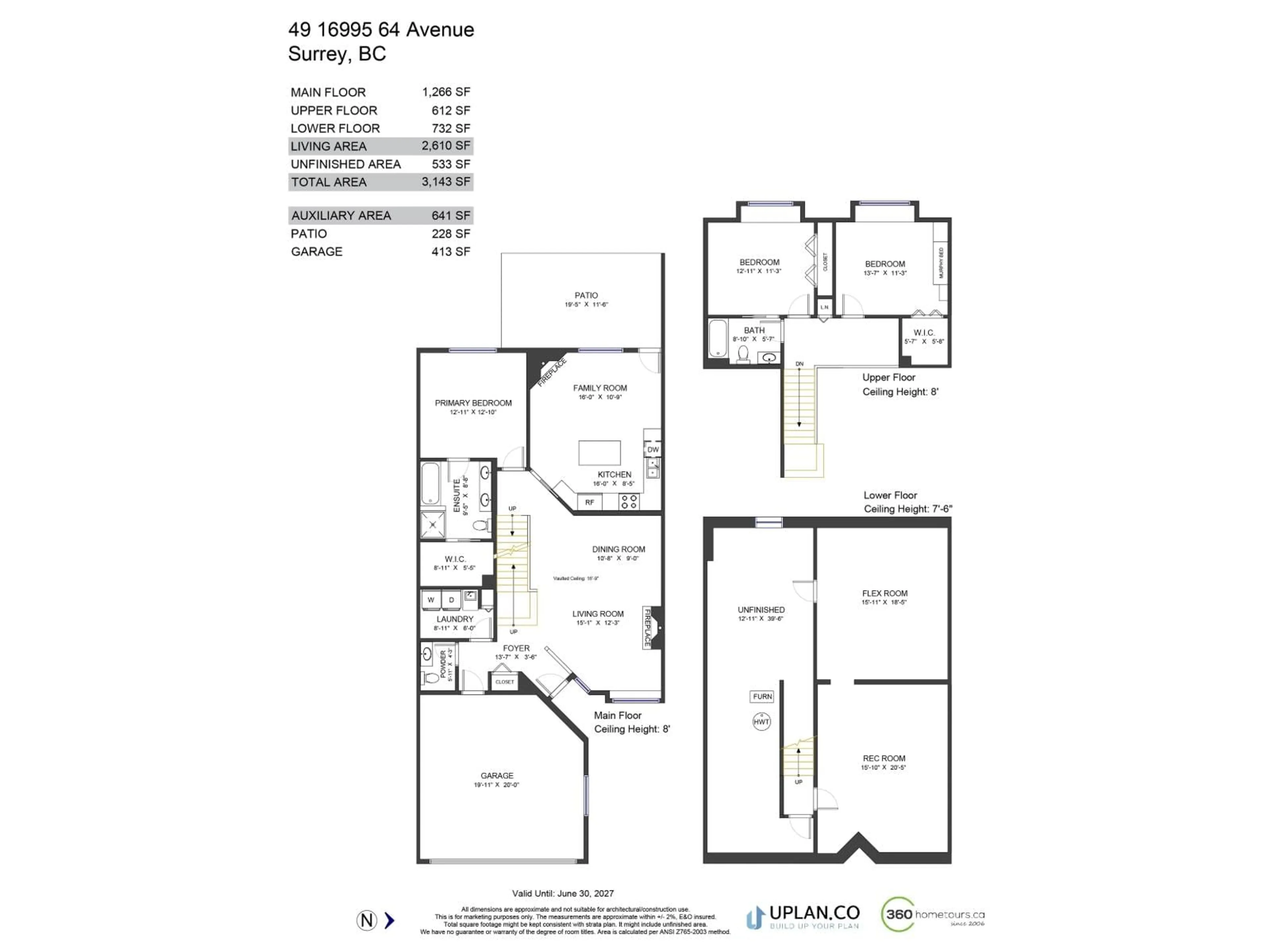 Floor plan for 49 - 16995 64 AVENUE, Surrey British Columbia V3S0V9