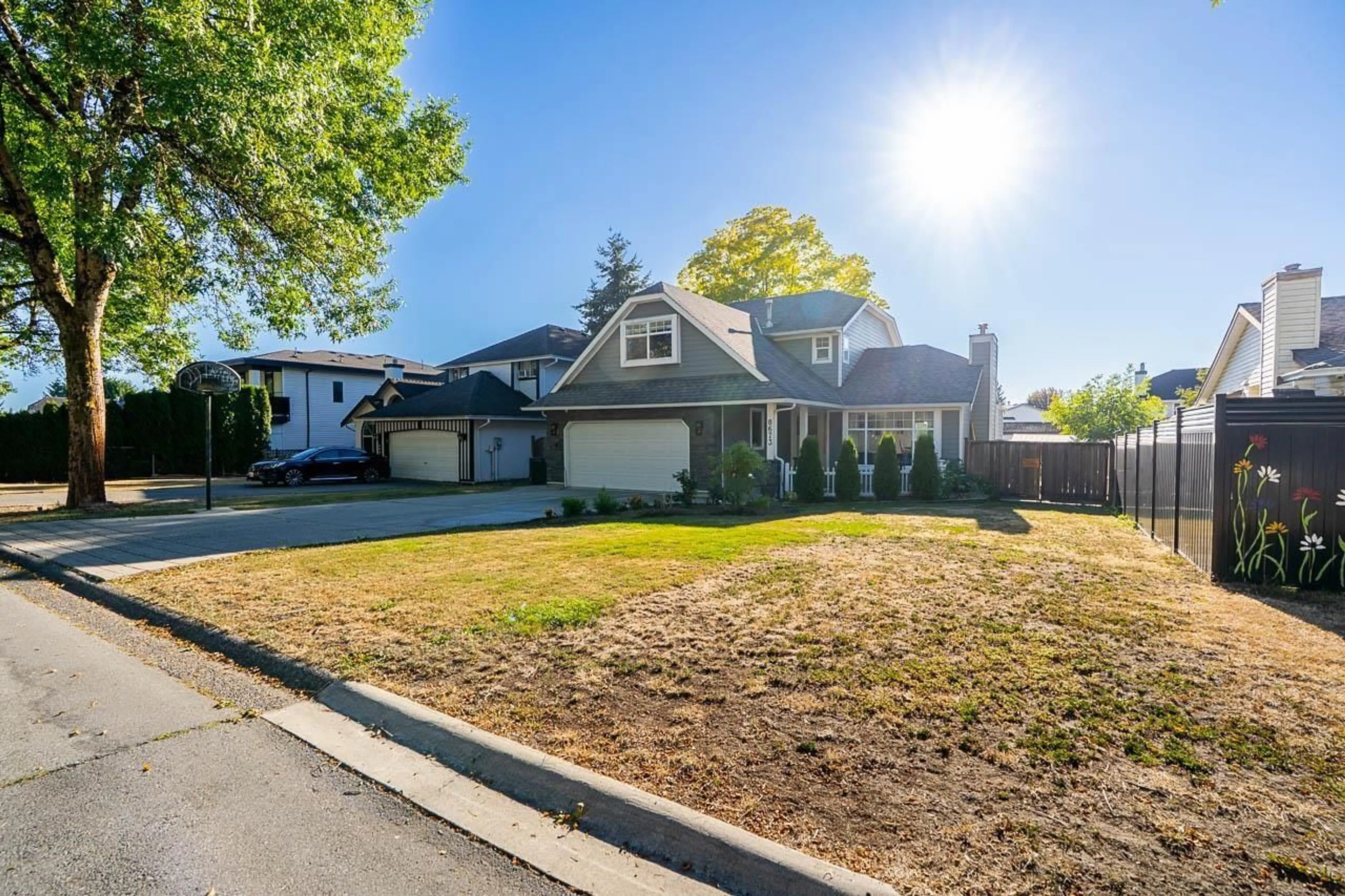 A pic from outside/outdoor area/front of a property/back of a property/a pic from drone, street for 8673 150 STREET, Surrey British Columbia V3S5G1