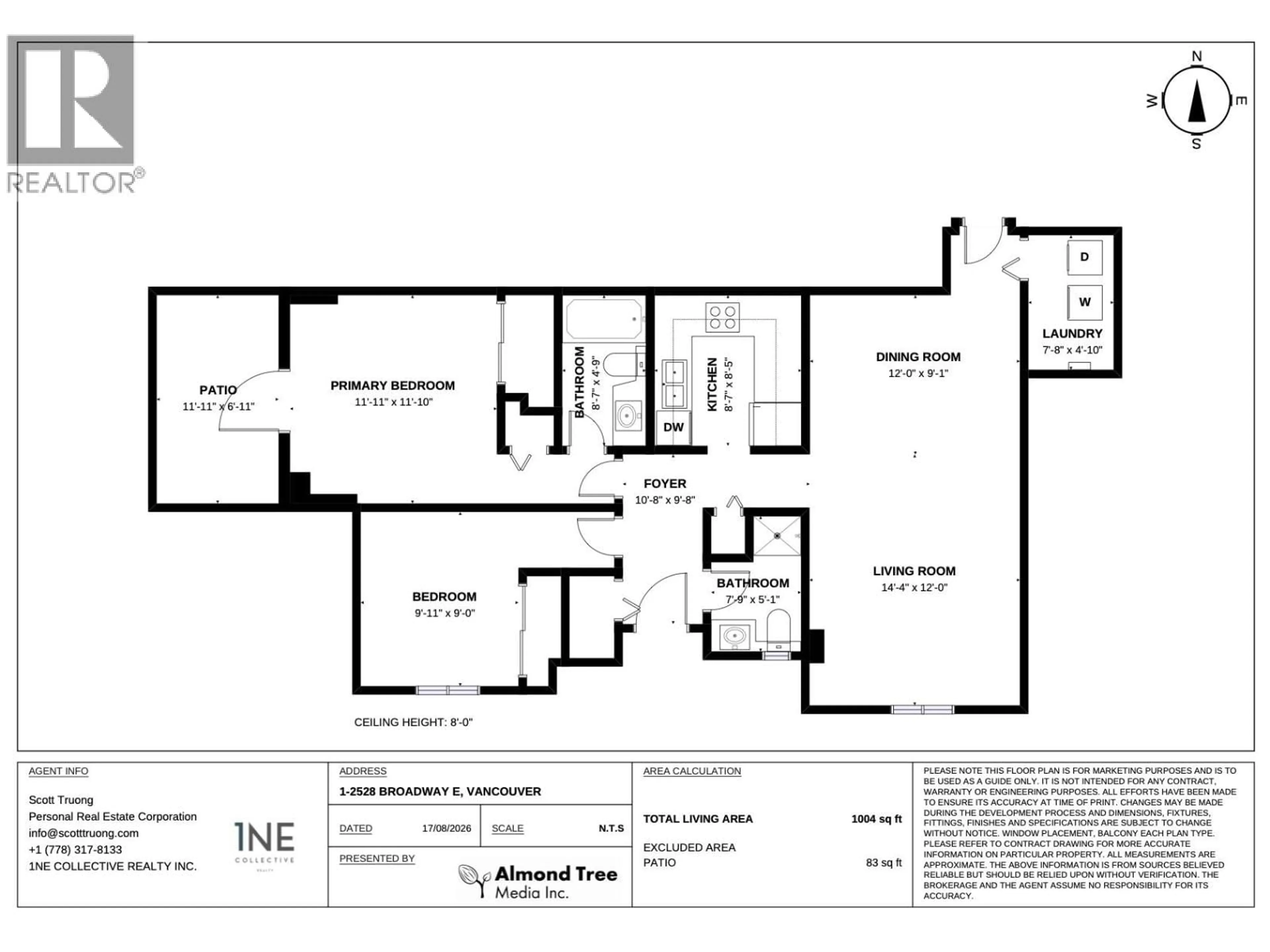 Floor plan for 1 - 2528 BROADWAY, Vancouver British Columbia V5M4V2