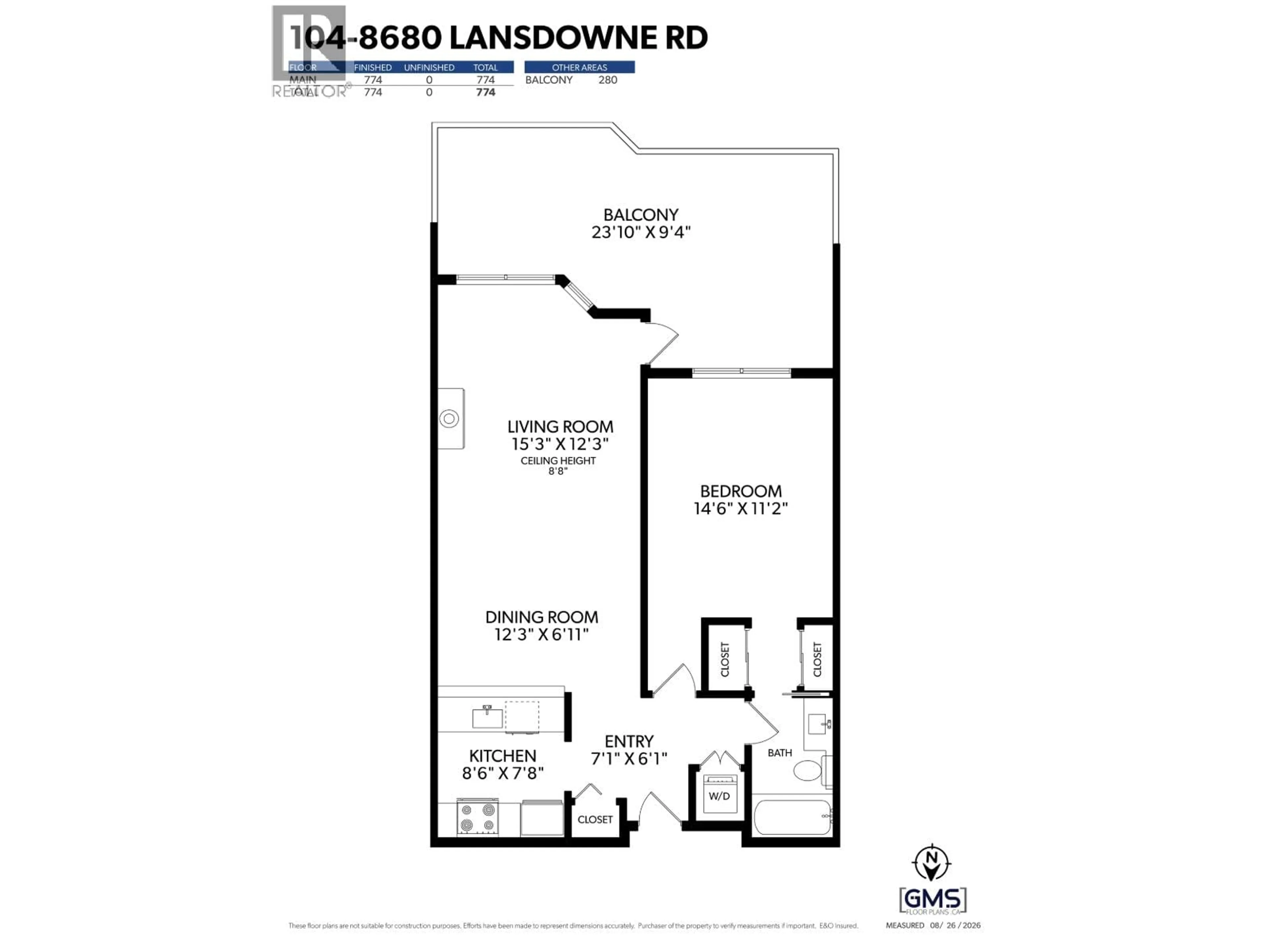 Floor plan for 104 - 8680 LANSDOWNE ROAD, Richmond British Columbia V6X1B9