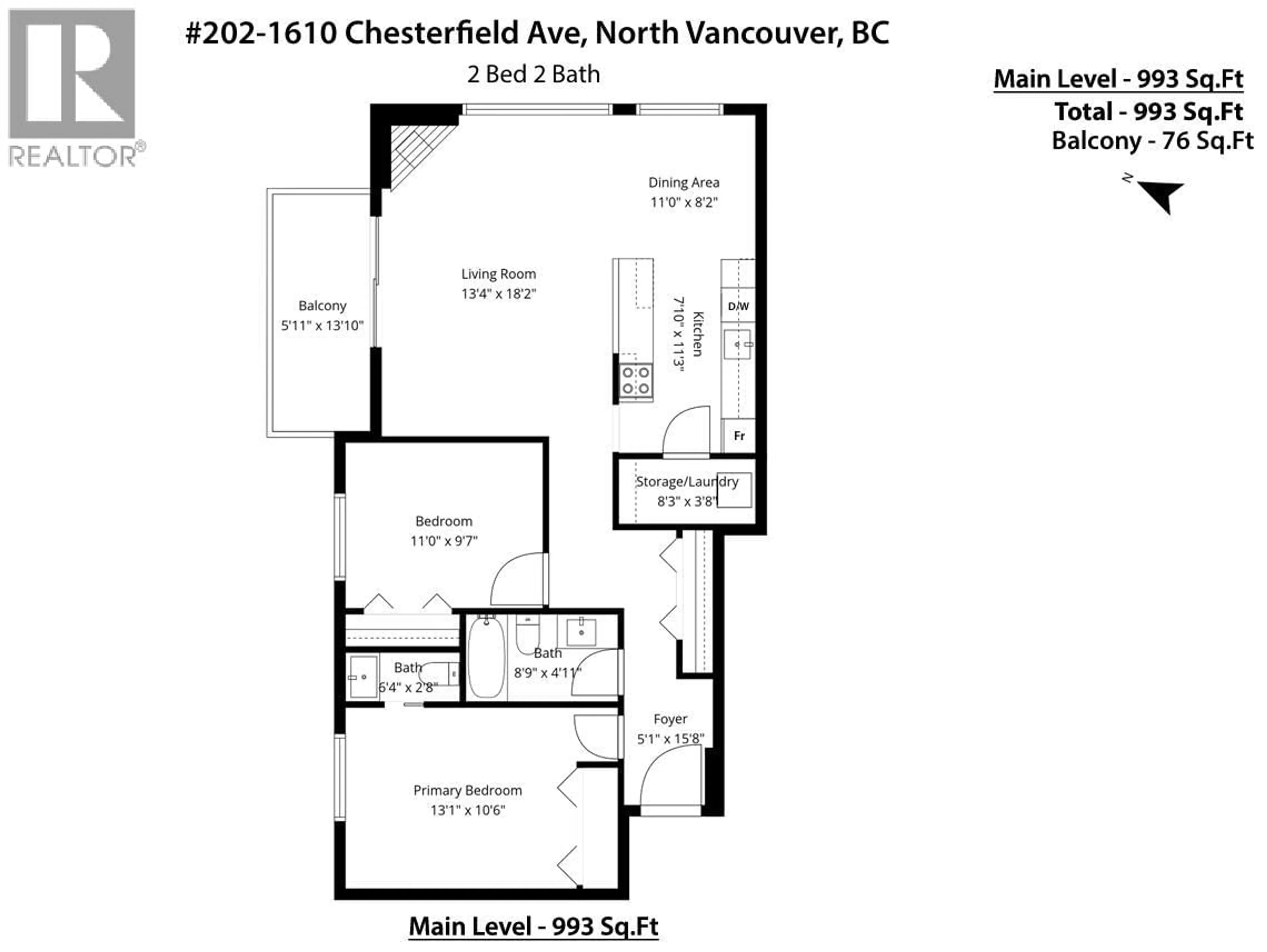 Floor plan for 202 - 1610 CHESTERFIELD AVENUE, North Vancouver British Columbia V7M2N7