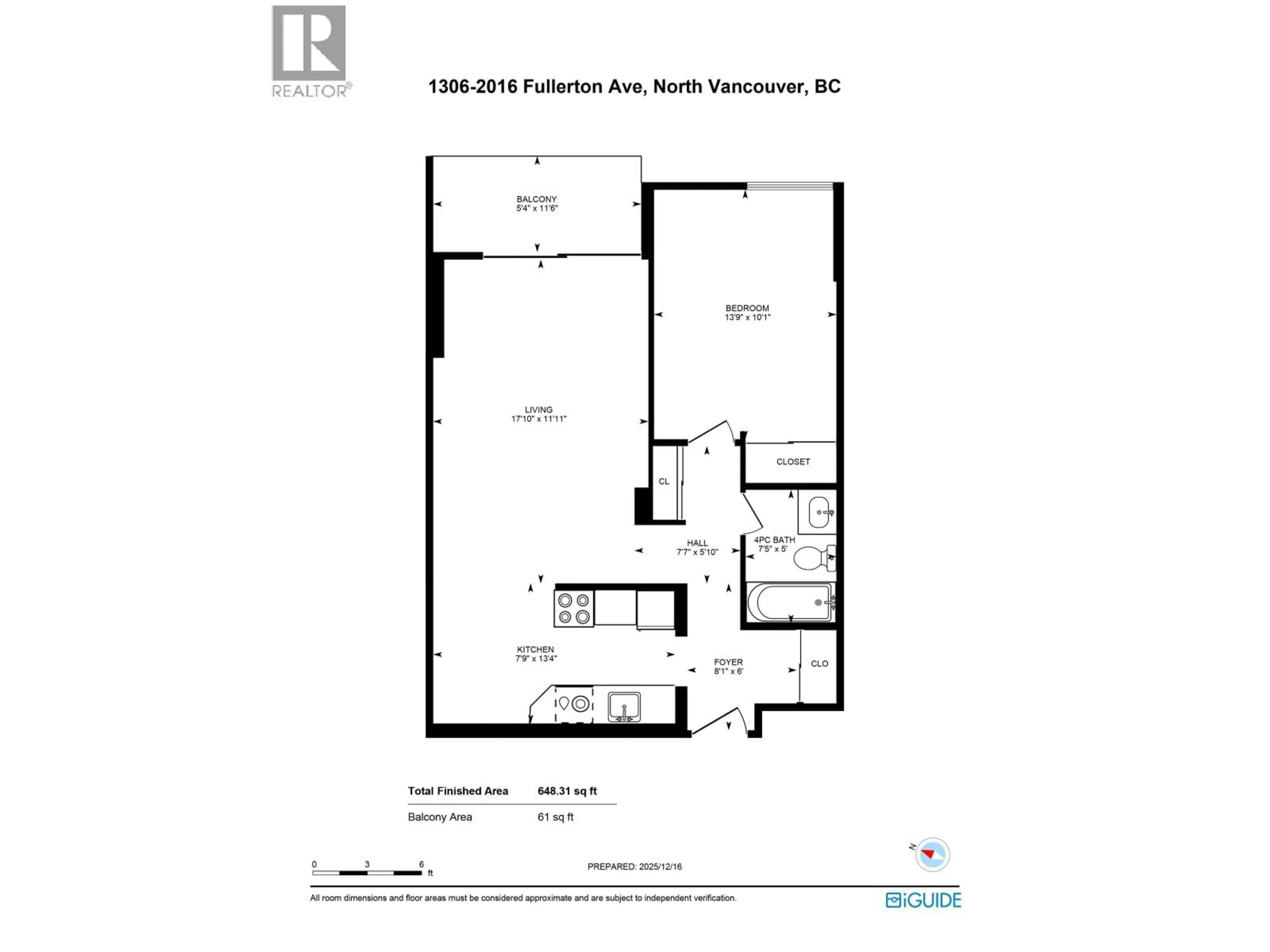 Floor plan for 1306 - 2016 FULLERTON AVENUE, North Vancouver British Columbia V7N3E9