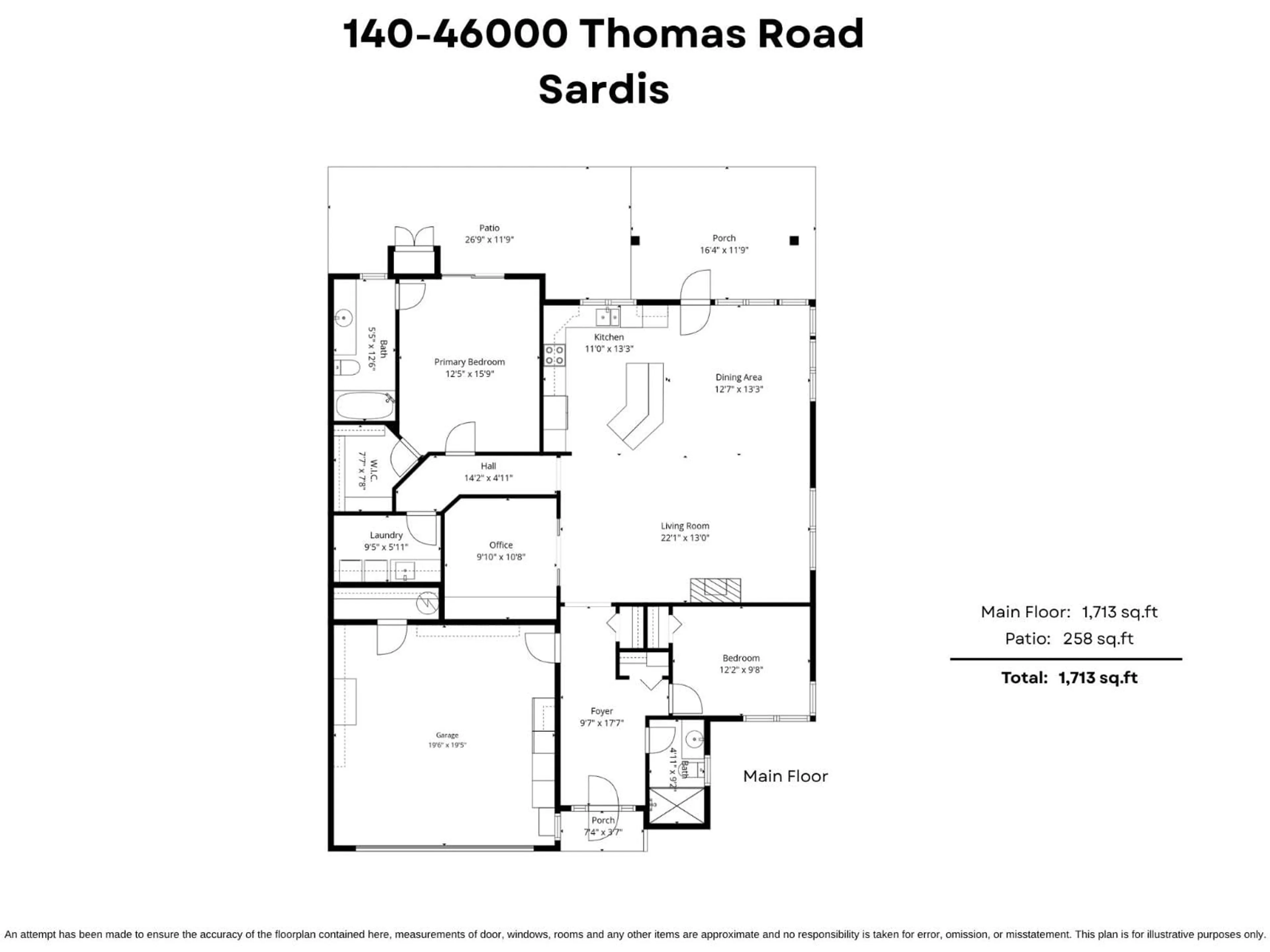 Floor plan for 140 - 46000 THOMAS ROAD, Chilliwack British Columbia V2R5W6