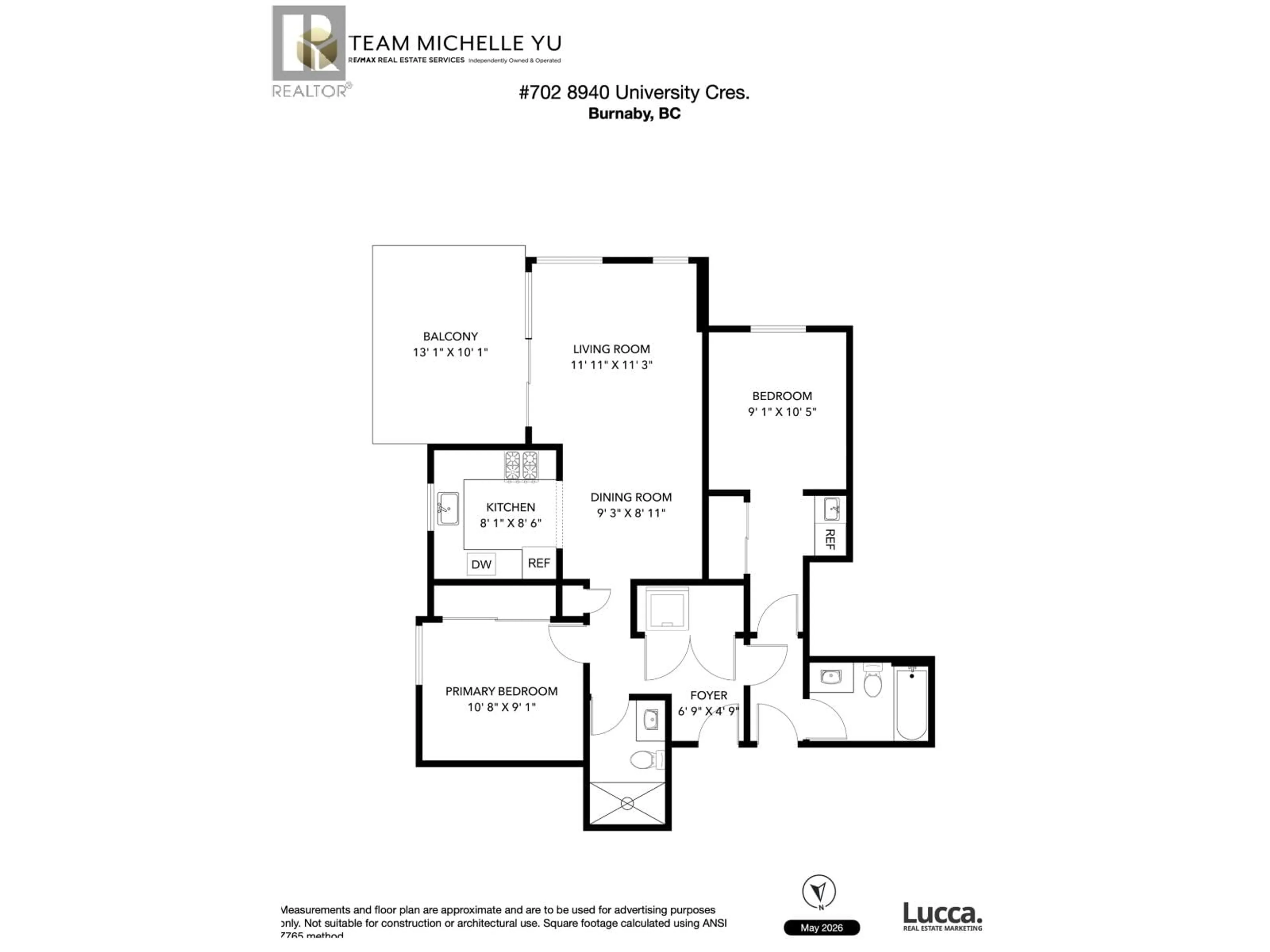 Floor plan for 702 - 8940 UNIVERSITY CRESCENT, Burnaby British Columbia V5A0E7
