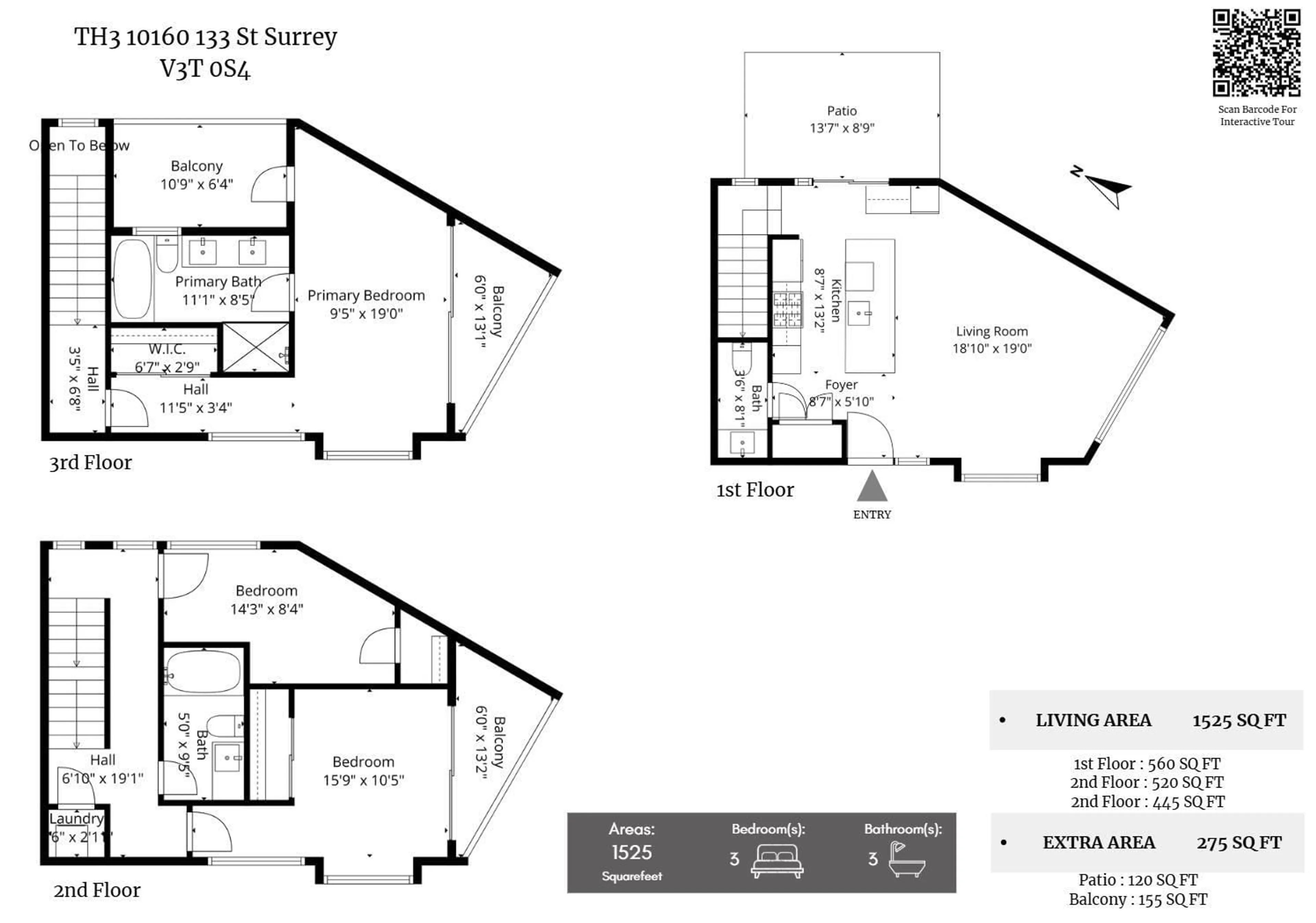 Floor plan for 3 - 10160 133 STREET, Surrey British Columbia V3T0S4