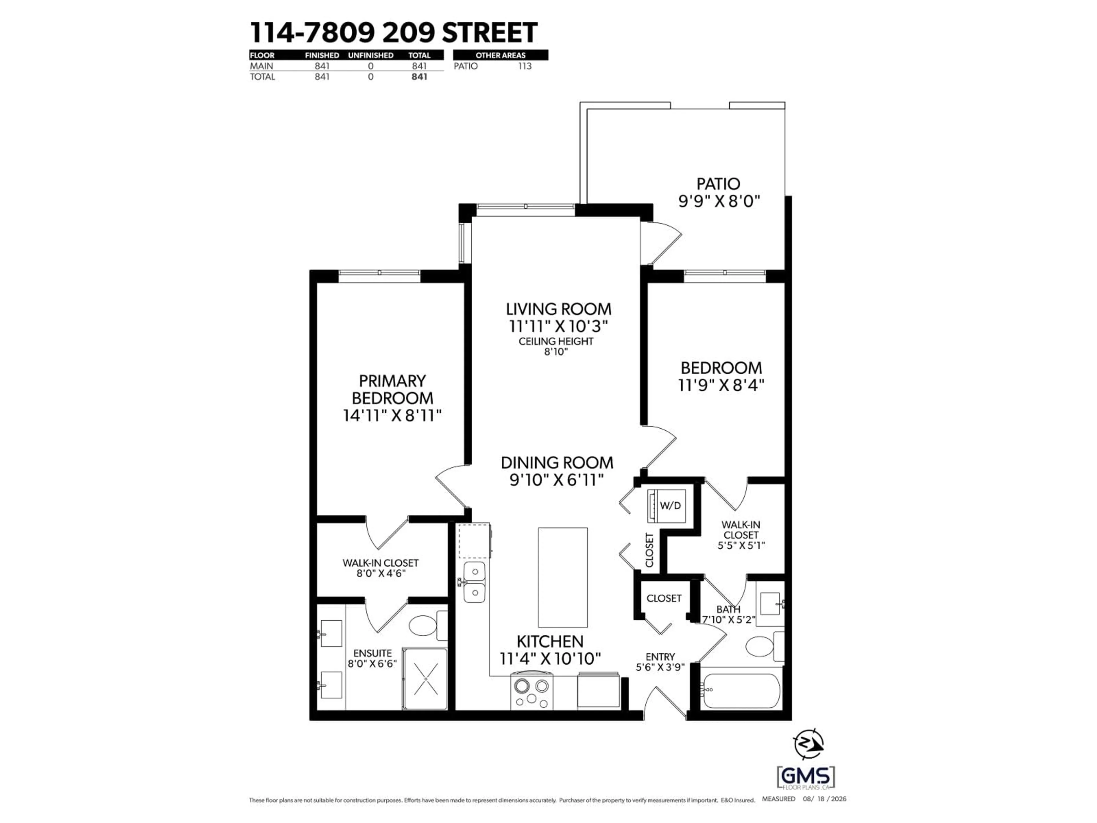Floor plan for 114 - 7809 209 STREET, Langley British Columbia V2Y3N6