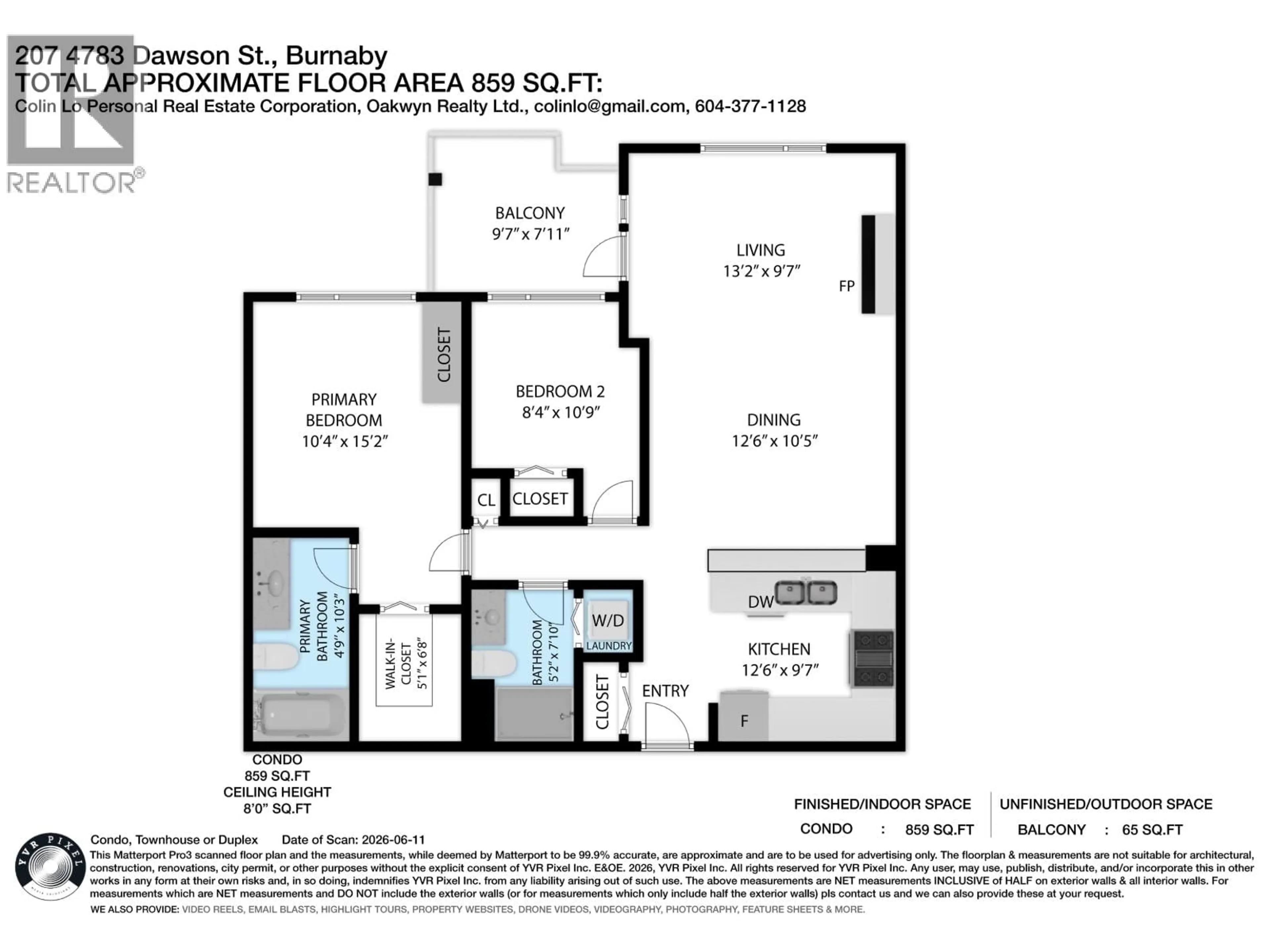 Floor plan for 207 - 4783 DAWSON STREET, Burnaby British Columbia V5C0A8