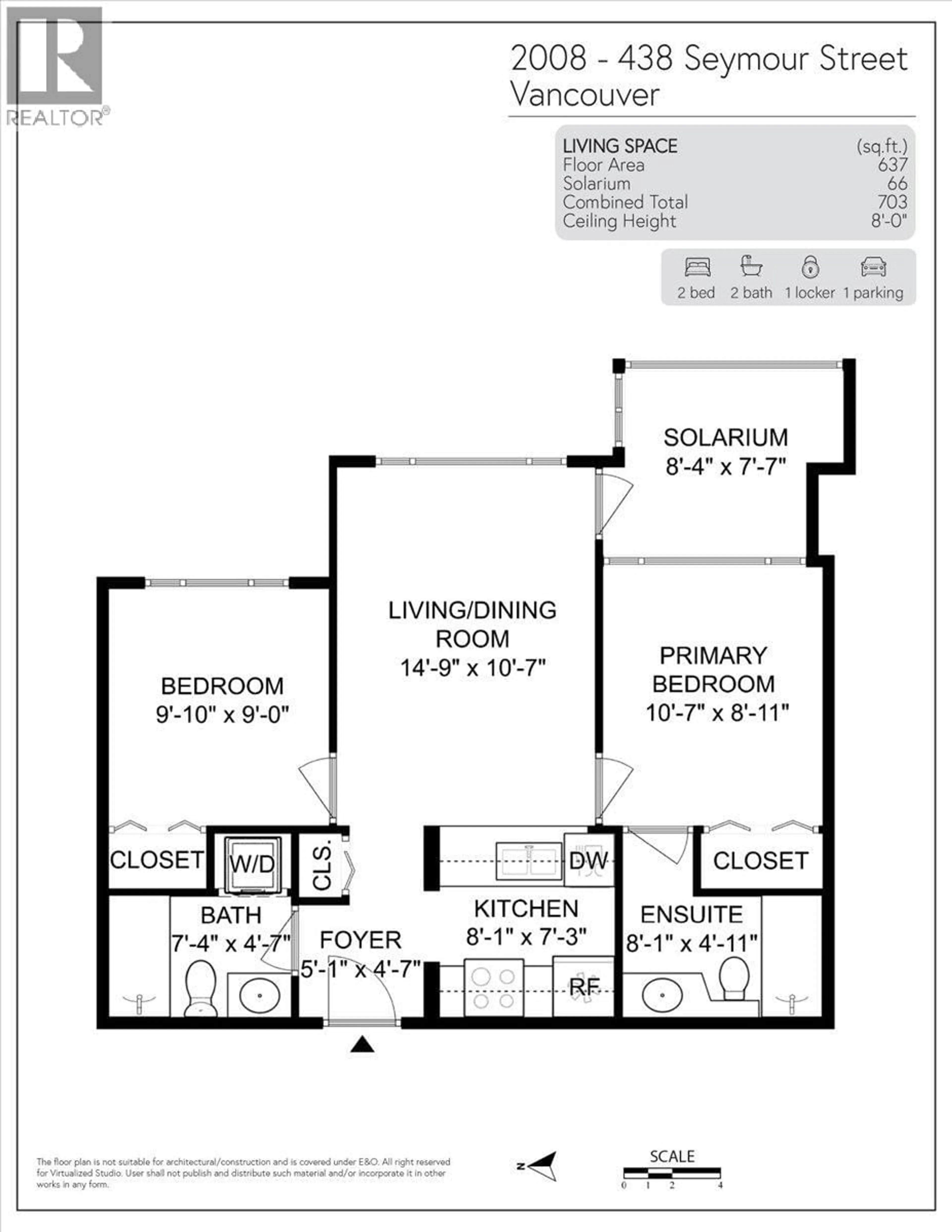 Floor plan for 2008 - 438 SEYMOUR STREET, Vancouver British Columbia V6B6H4