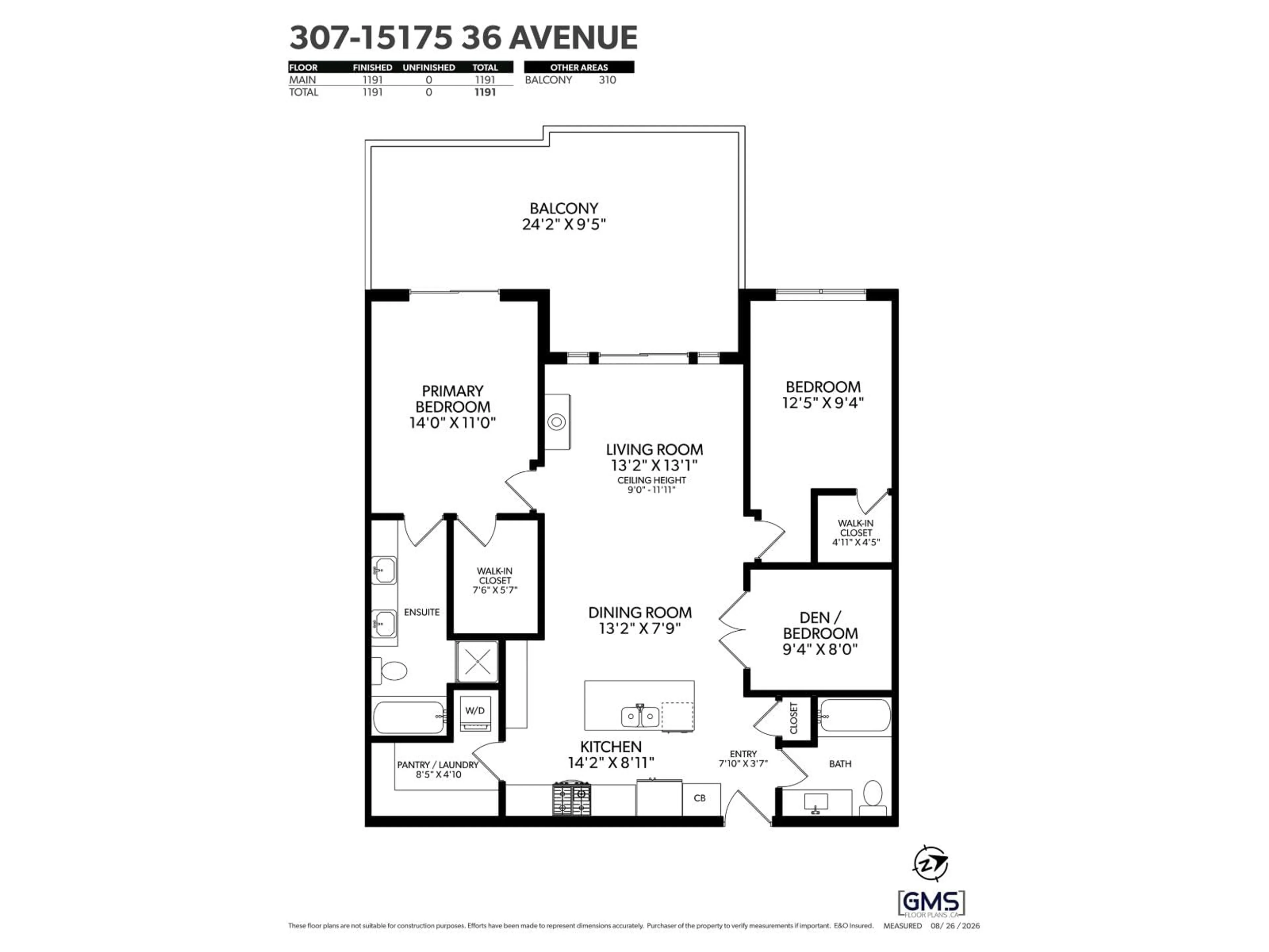 Floor plan for 307 - 15175 36 AVENUE, Surrey British Columbia V3Z4R3