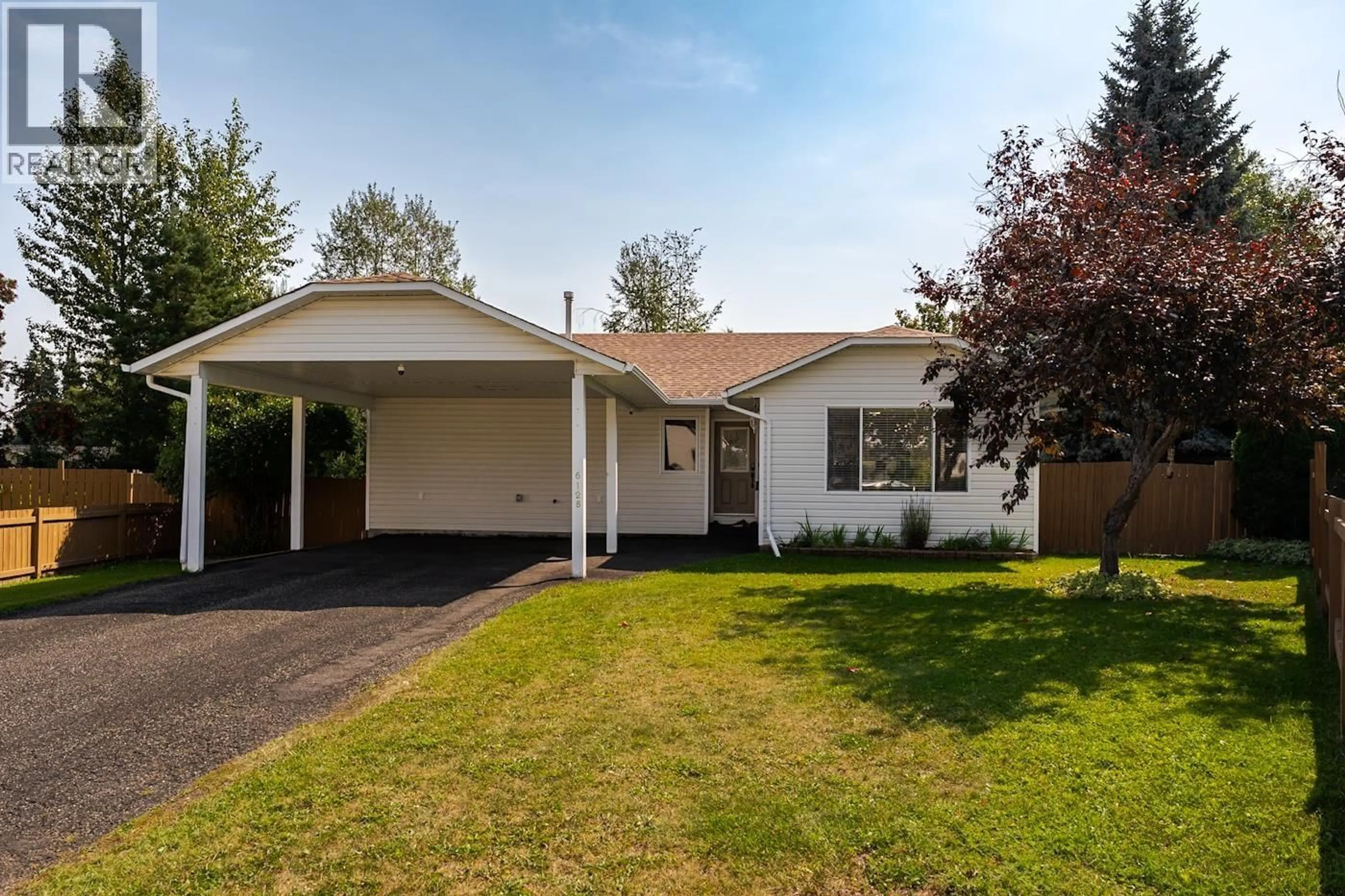 Home with vinyl exterior material, street for 6128 BERGER PLACE, Prince George British Columbia V2K4J3