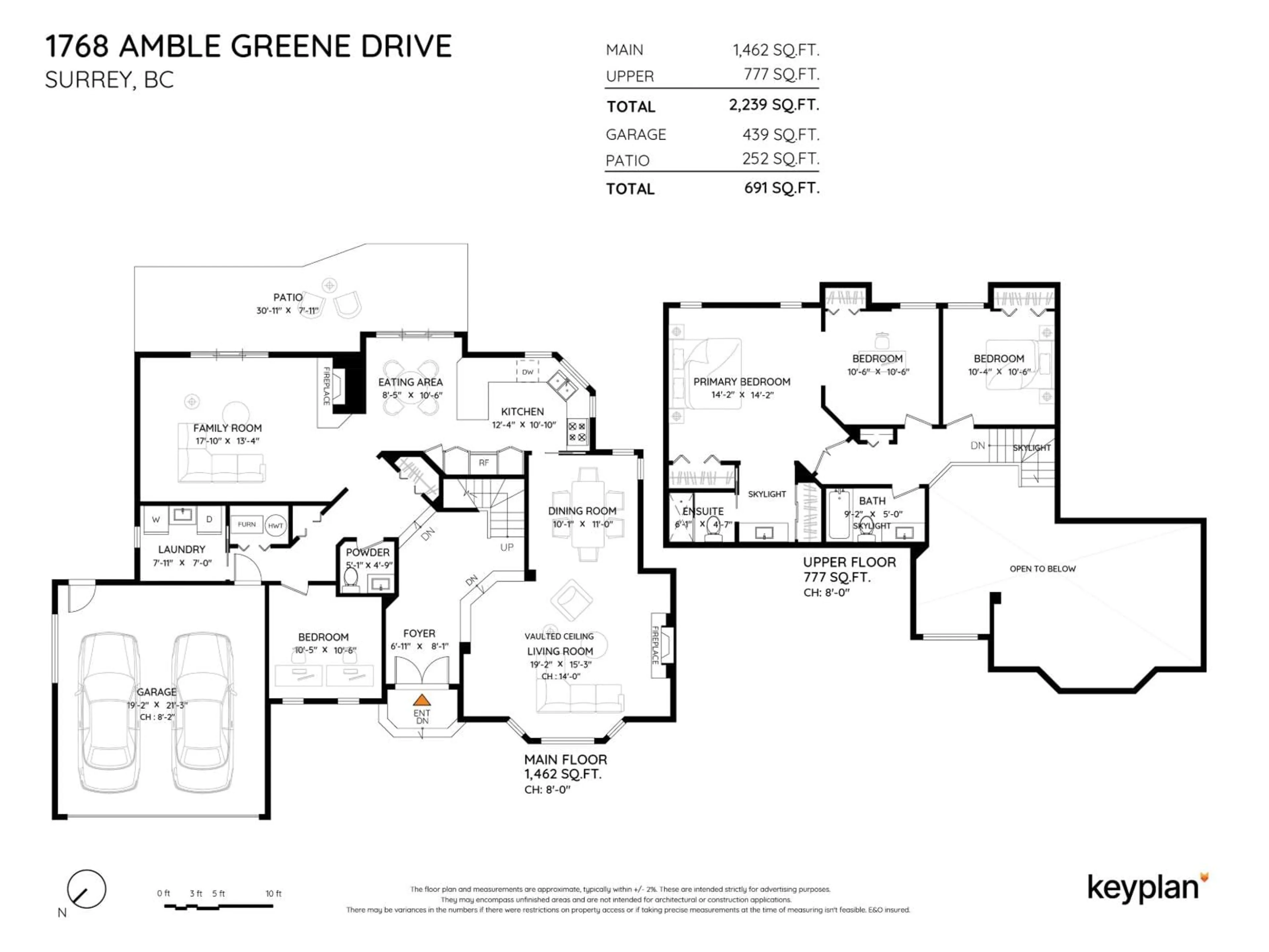 Floor plan for 1768 AMBLE GREENE DRIVE, Surrey British Columbia V4A6P4