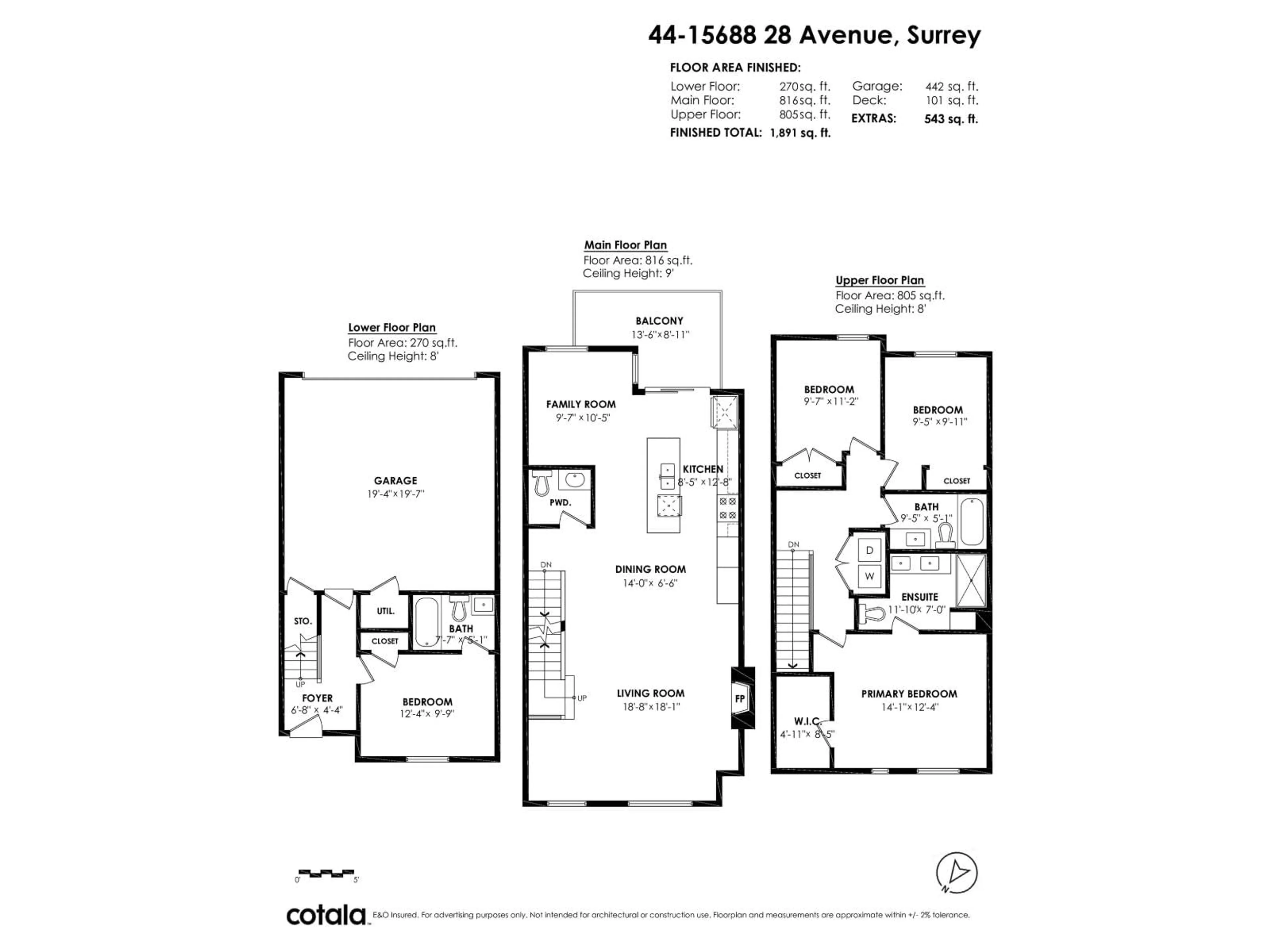 Floor plan for 44 - 15688 28 AVENUE, Surrey British Columbia V3Z0N1