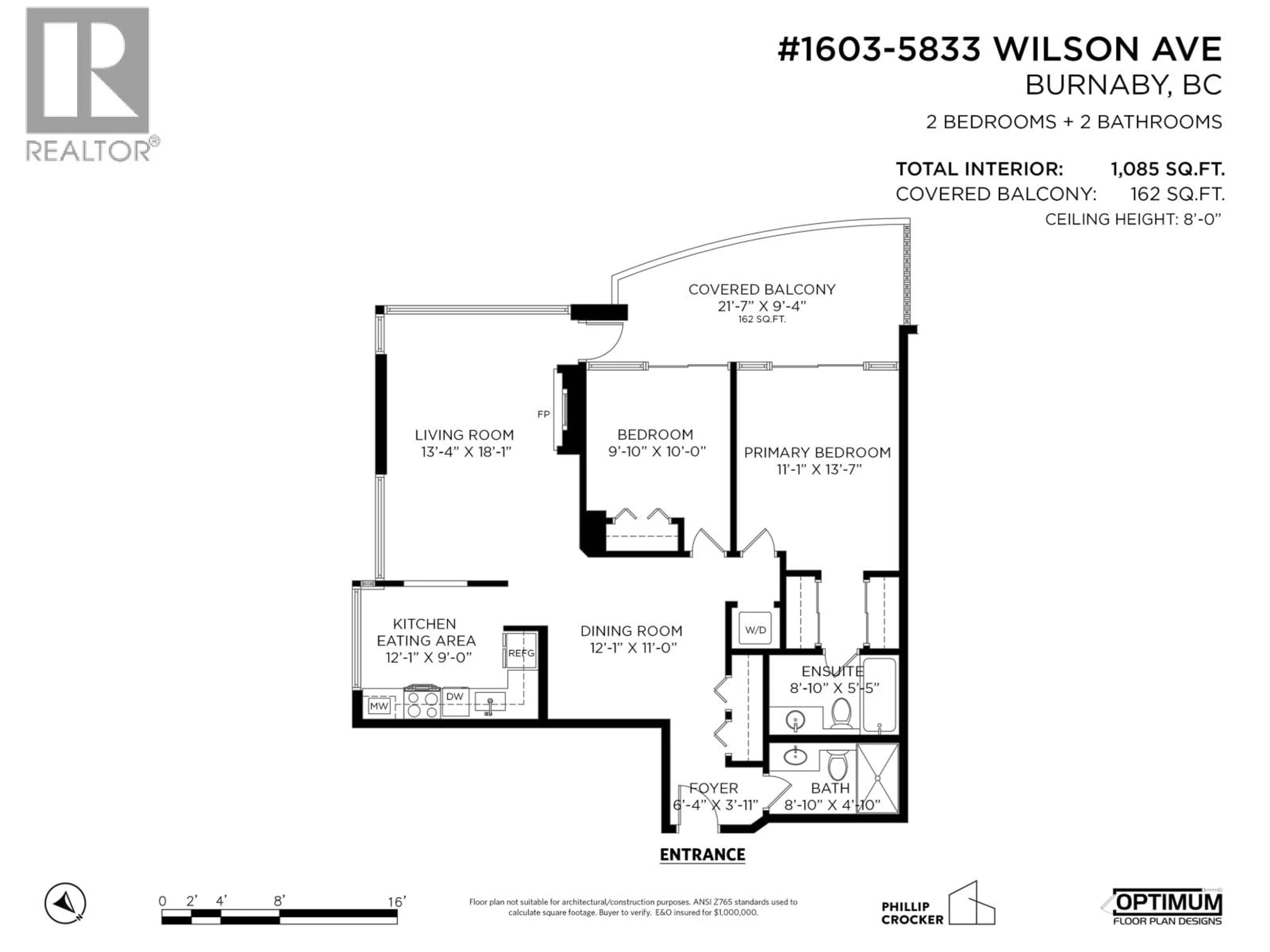 Floor plan for 1603 - 5833 WILSON AVENUE, Burnaby British Columbia V5H4R8