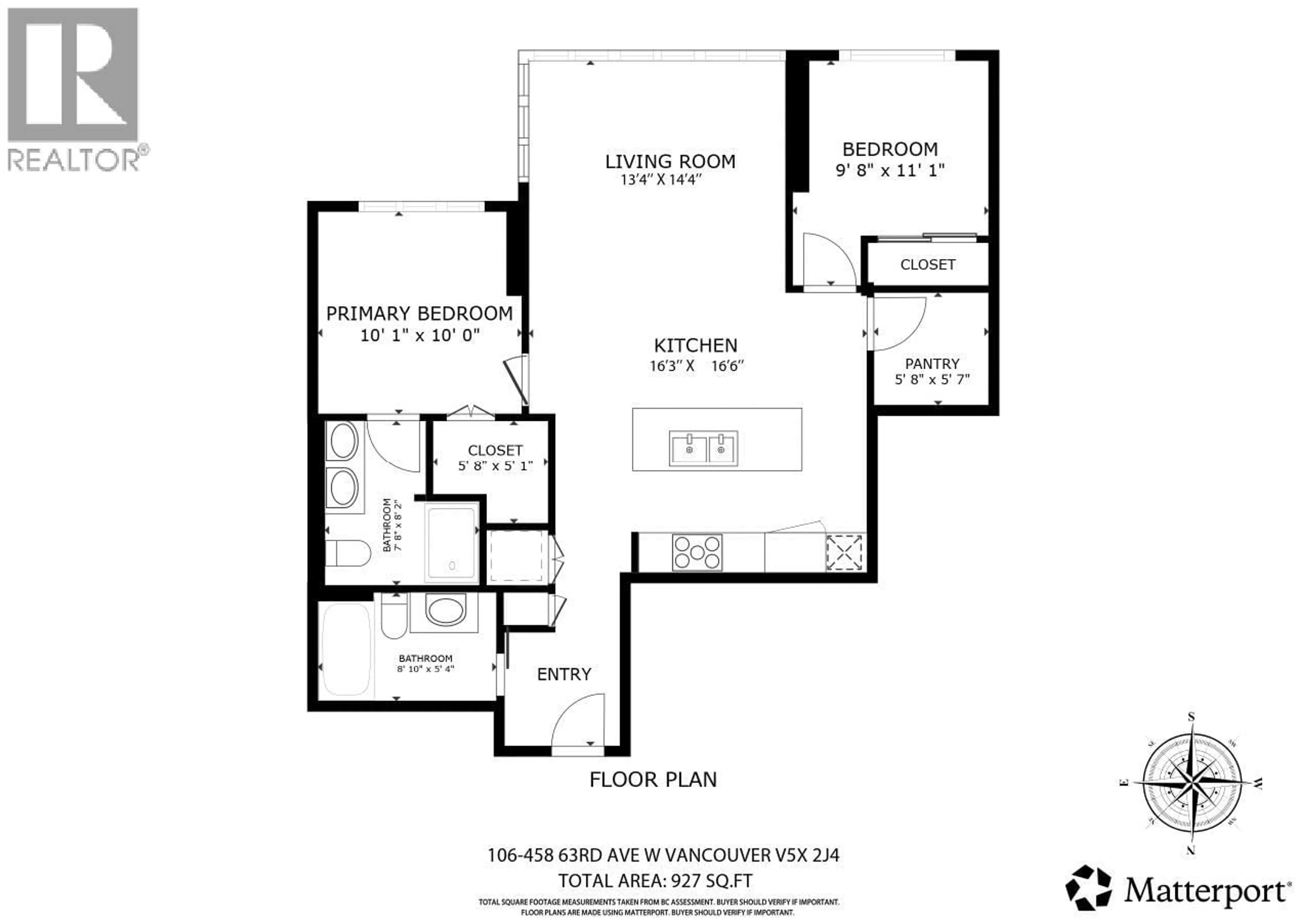Floor plan for 106 - 458 63RD AVENUE, Vancouver British Columbia V5X2J4