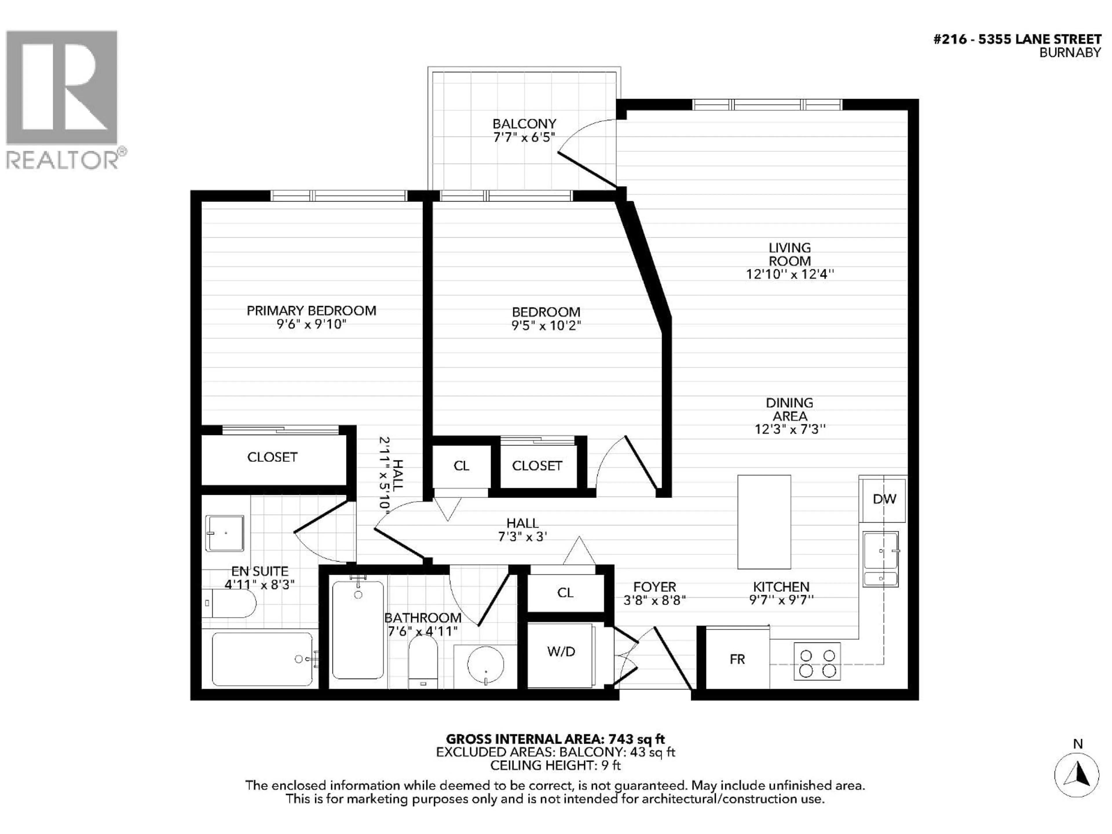 Floor plan for 216 - 5355 LANE STREET, Burnaby British Columbia V5H0H1
