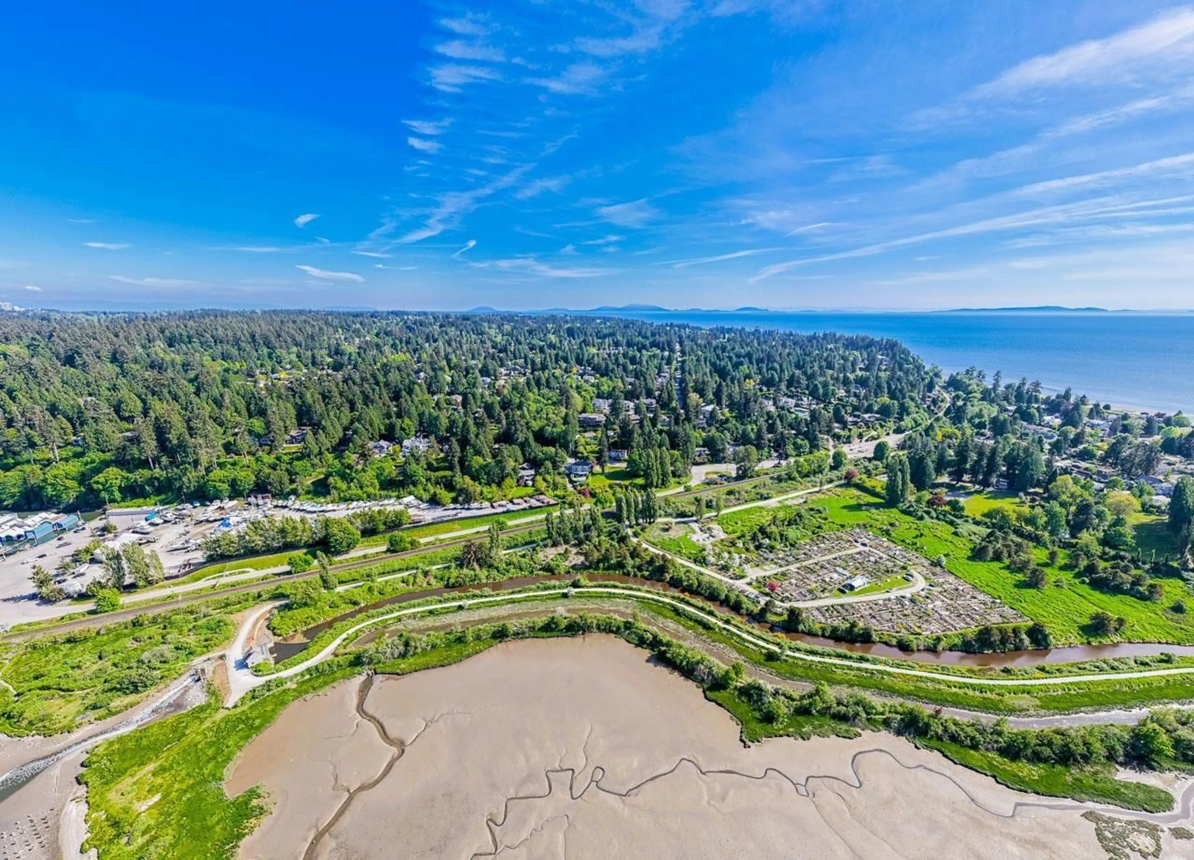 A pic from outside/outdoor area/front of a property/back of a property/a pic from drone, water/lake/river/ocean view for 12520 CRESCENT ROAD, Surrey British Columbia V4A2V3