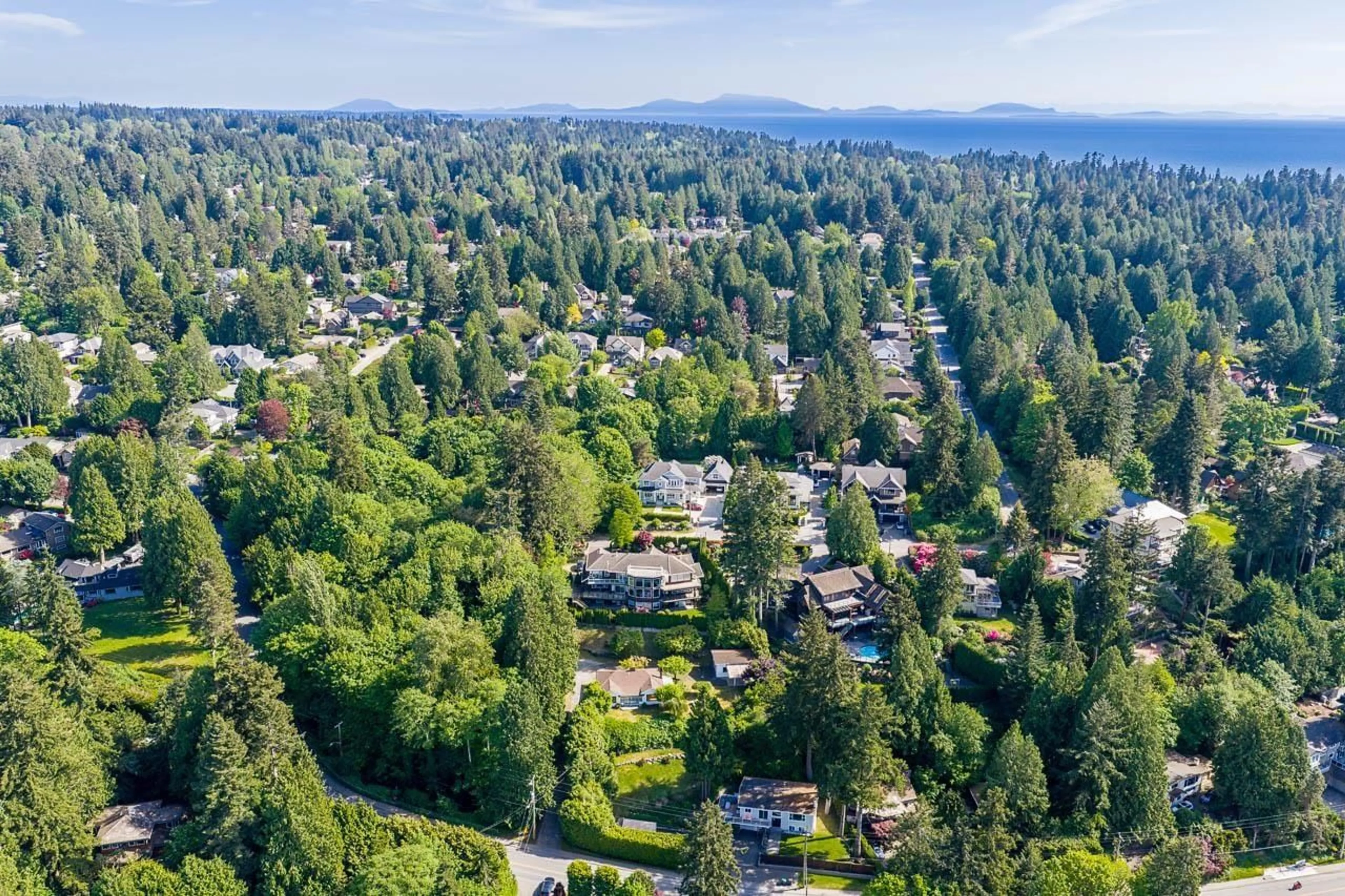 A pic from outside/outdoor area/front of a property/back of a property/a pic from drone, mountain view for 12520 CRESCENT ROAD, Surrey British Columbia V4A2V3