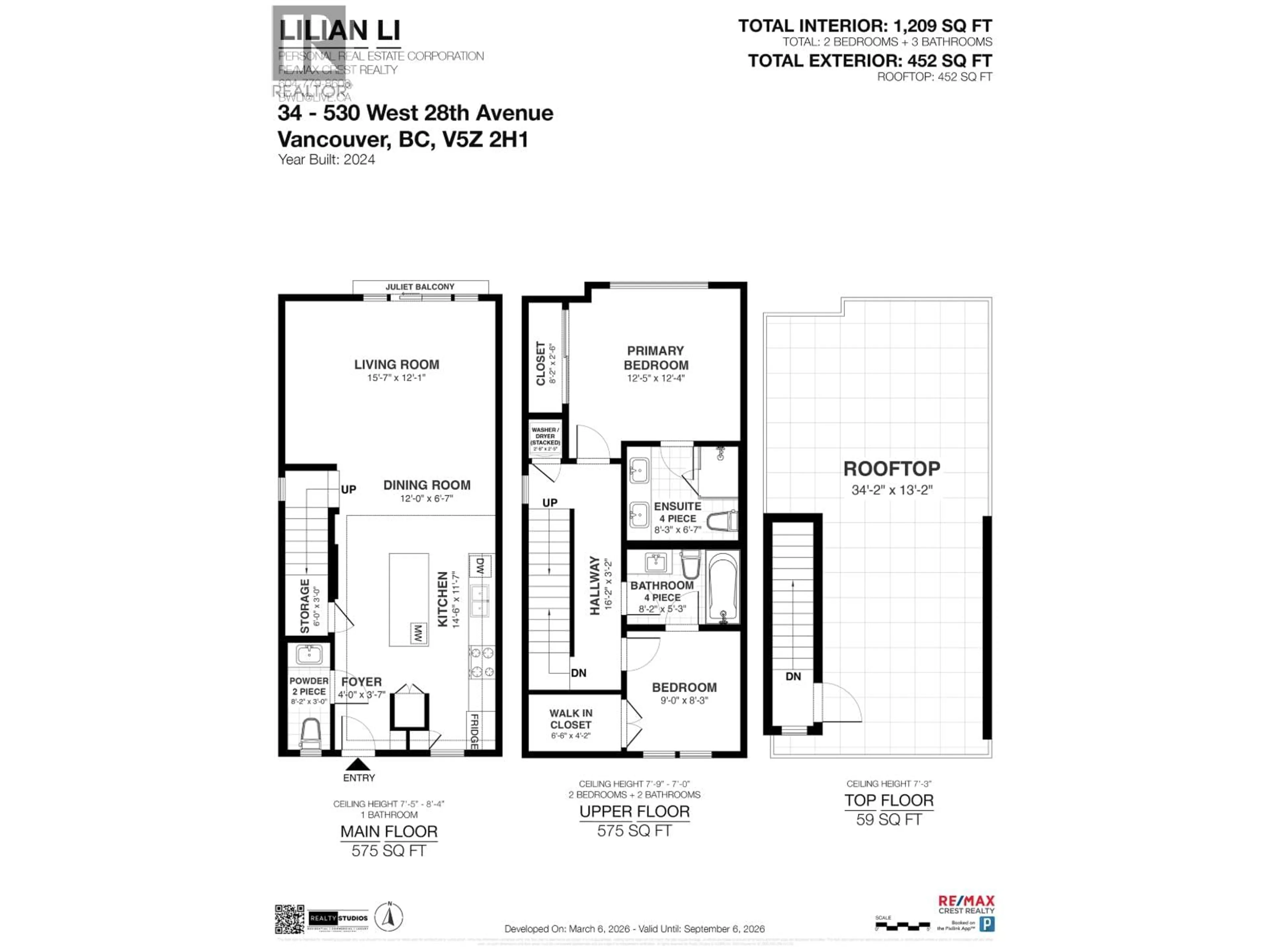 Floor plan for 34 - 530 28TH AVENUE, Vancouver British Columbia V5Z2H1