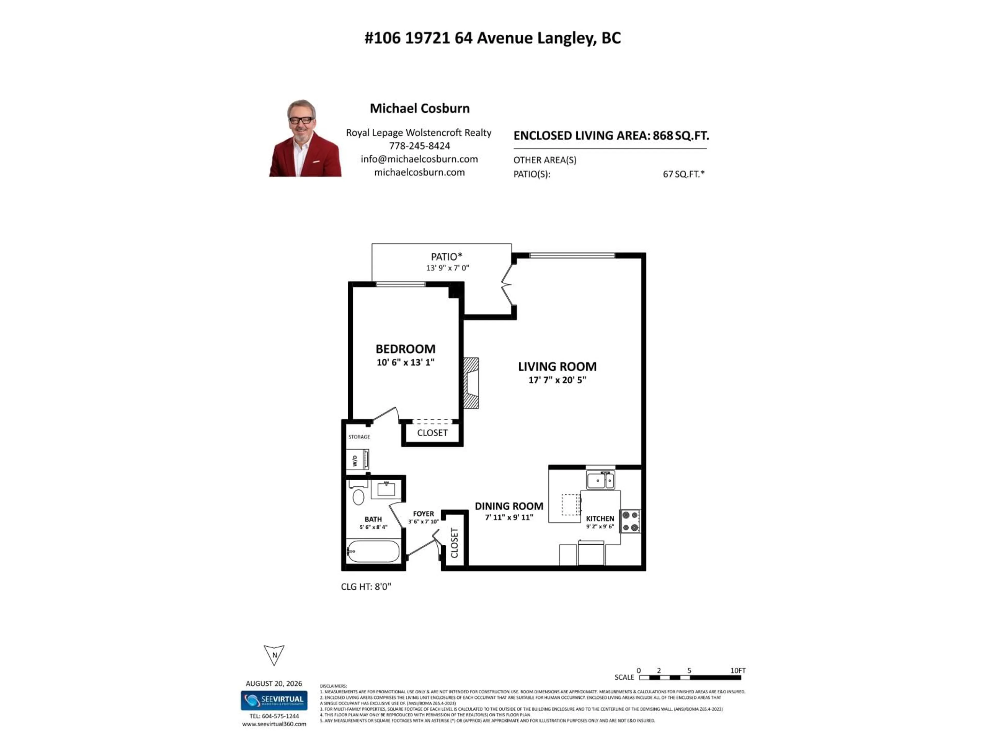 Floor plan for 106 - 19721 64 AVENUE, Langley British Columbia V2Y1L1