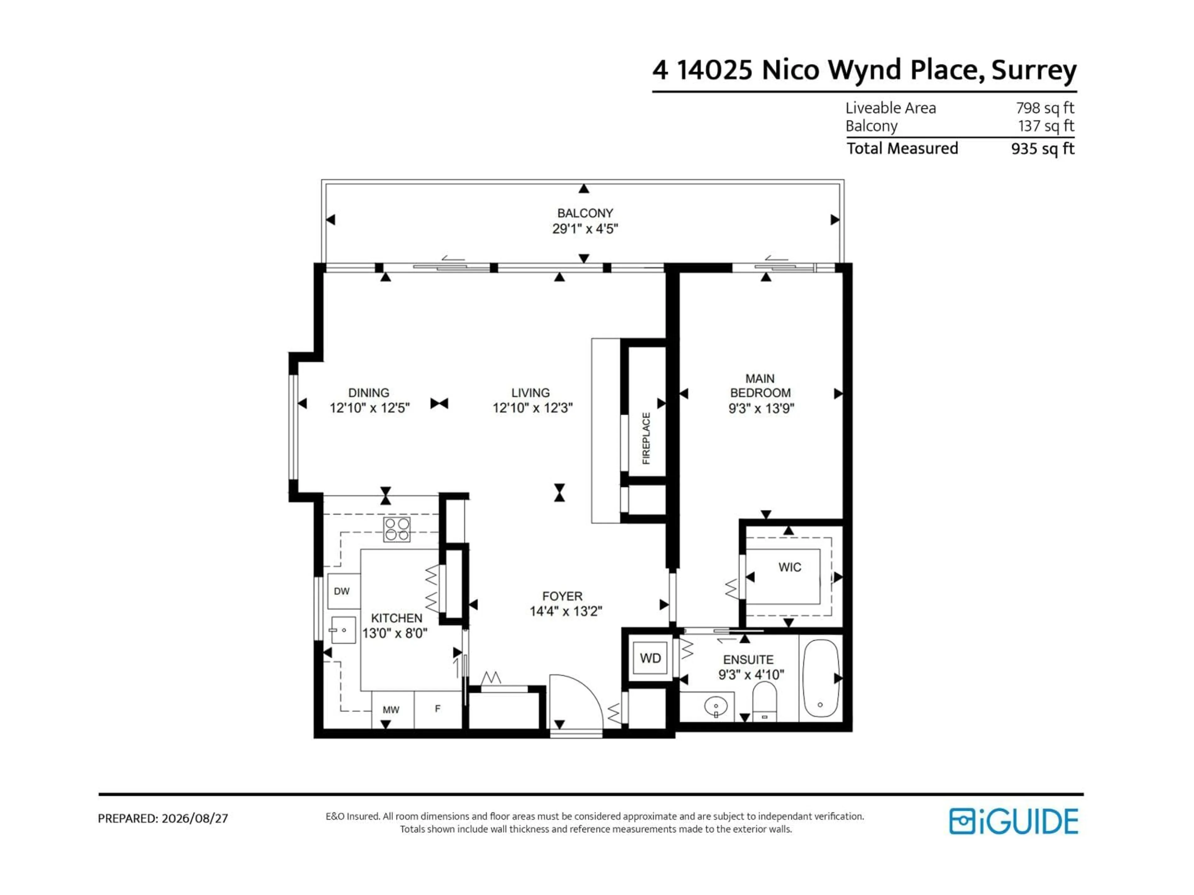 Floor plan for 4 - 14025 NICO WYND DRIVE, Surrey British Columbia V4P1J2
