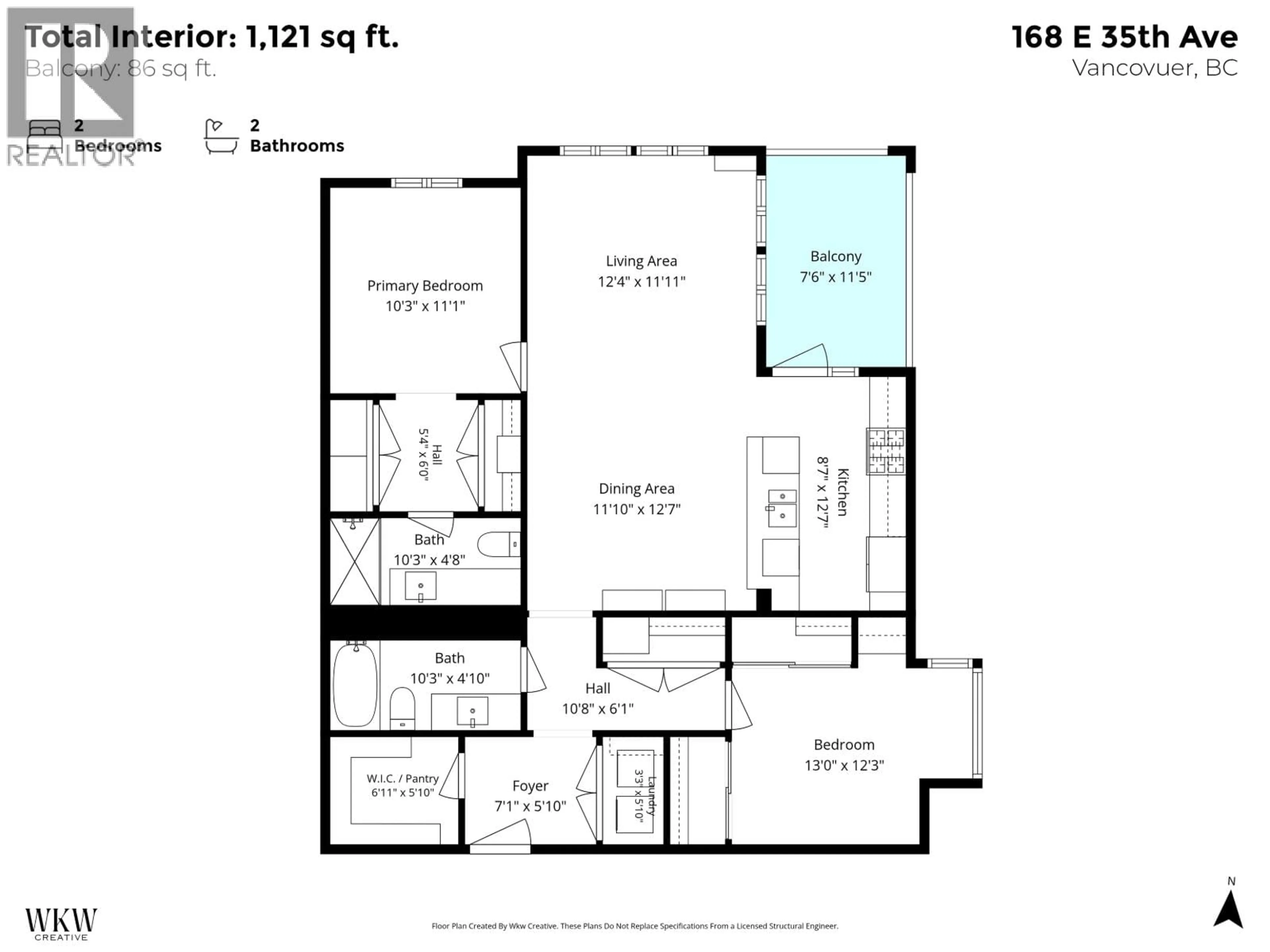 Floor plan for 305 - 168 35TH AVENUE, Vancouver British Columbia V5W1A6