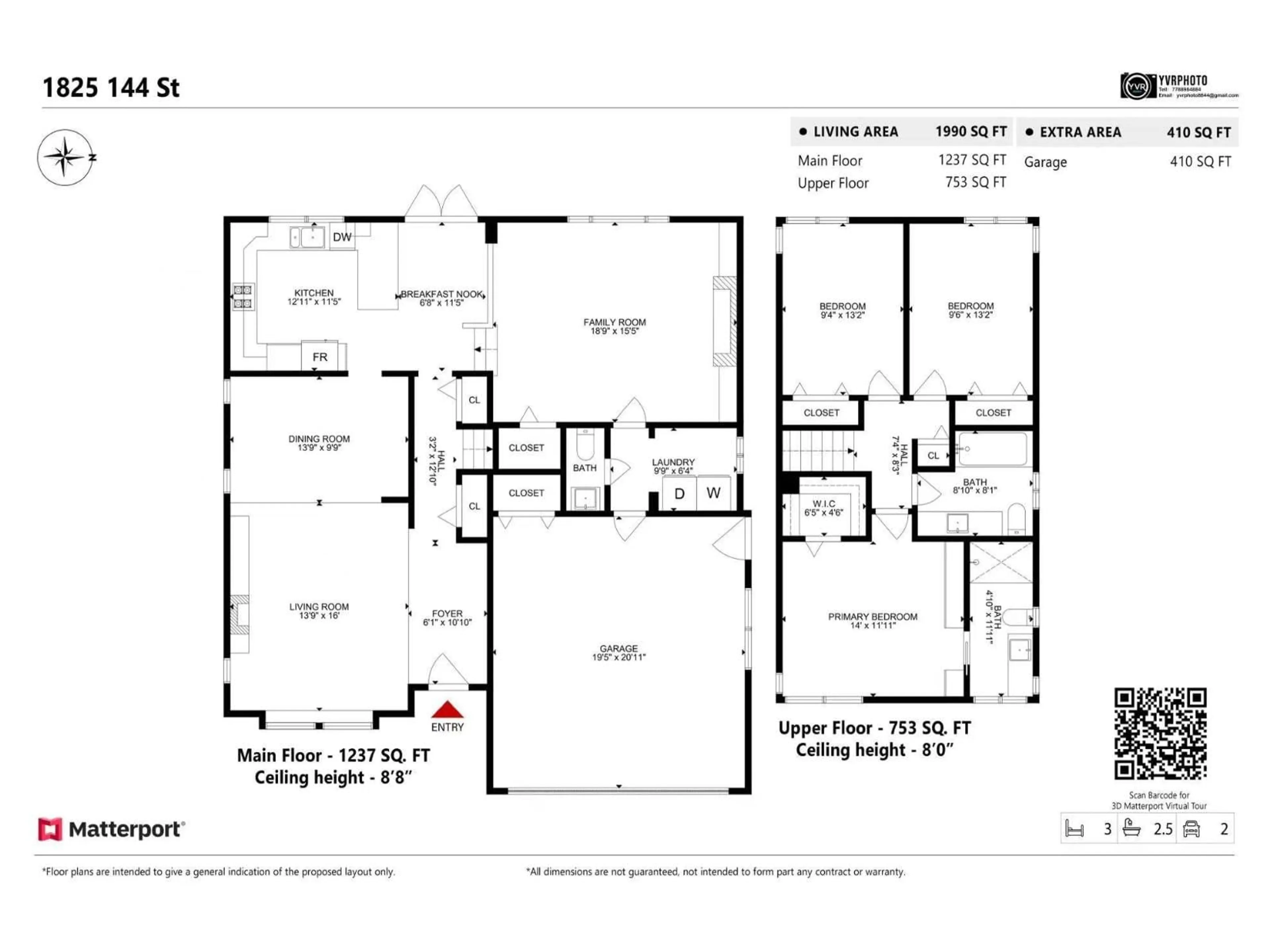 Floor plan for 1825 144 STREET, Surrey British Columbia V4A7E8
