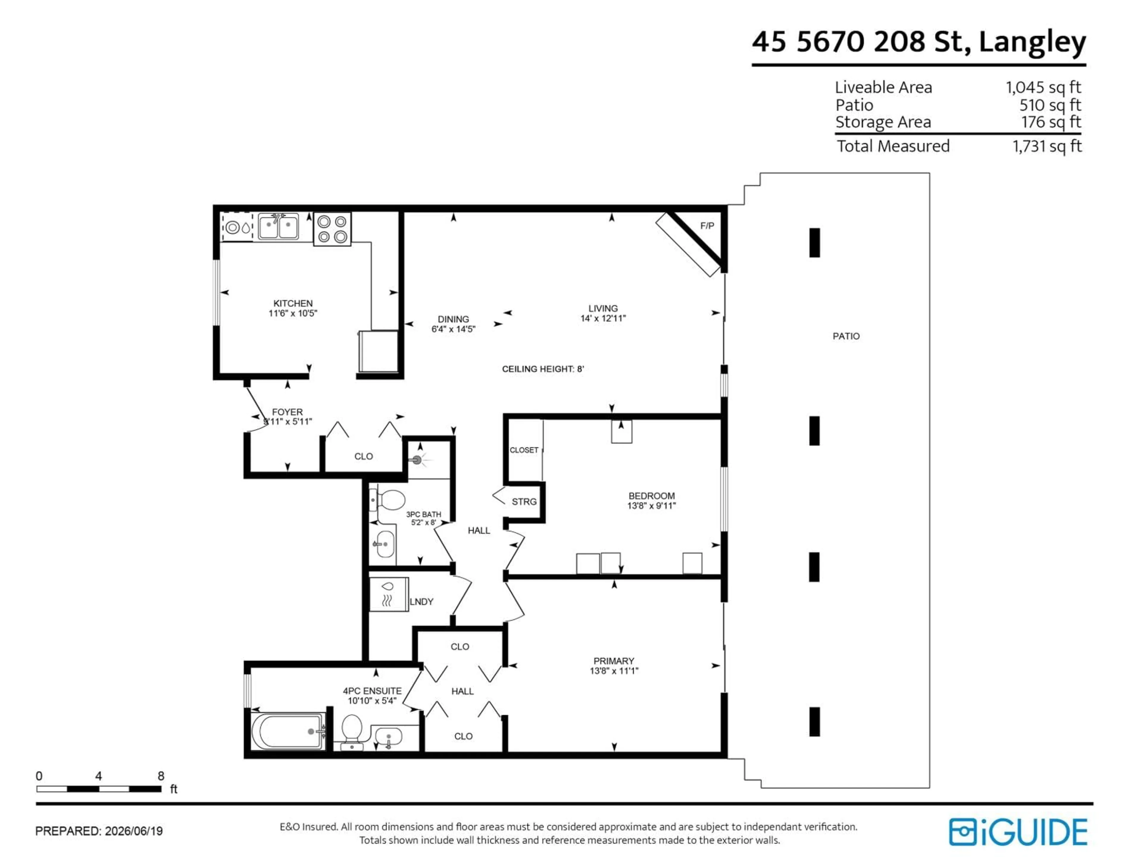 Floor plan for 45 - 5670 208 STREET, Langley British Columbia V3A8G4