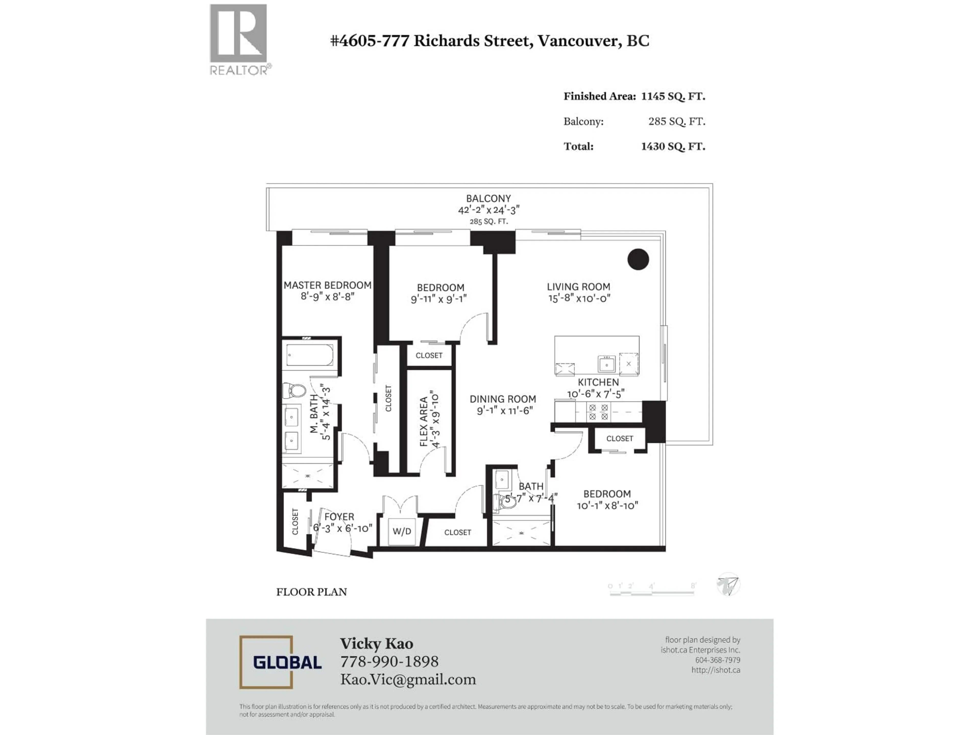 Floor plan for 4605 - 777 RICHARDS STREET, Vancouver British Columbia V6B0M6