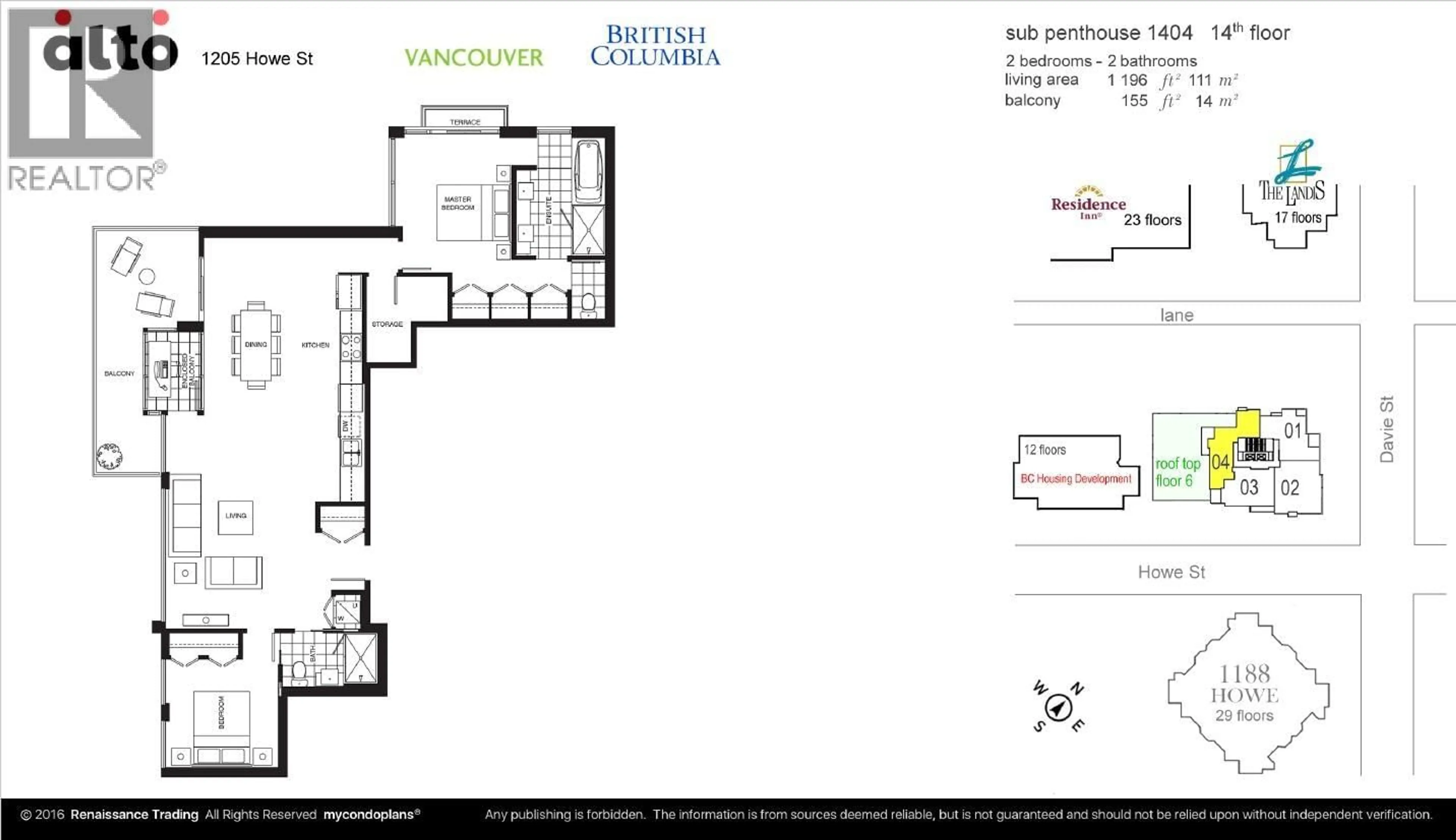 Floor plan for 1404 - 1205 HOWE STREET, Vancouver British Columbia V6Z0B2