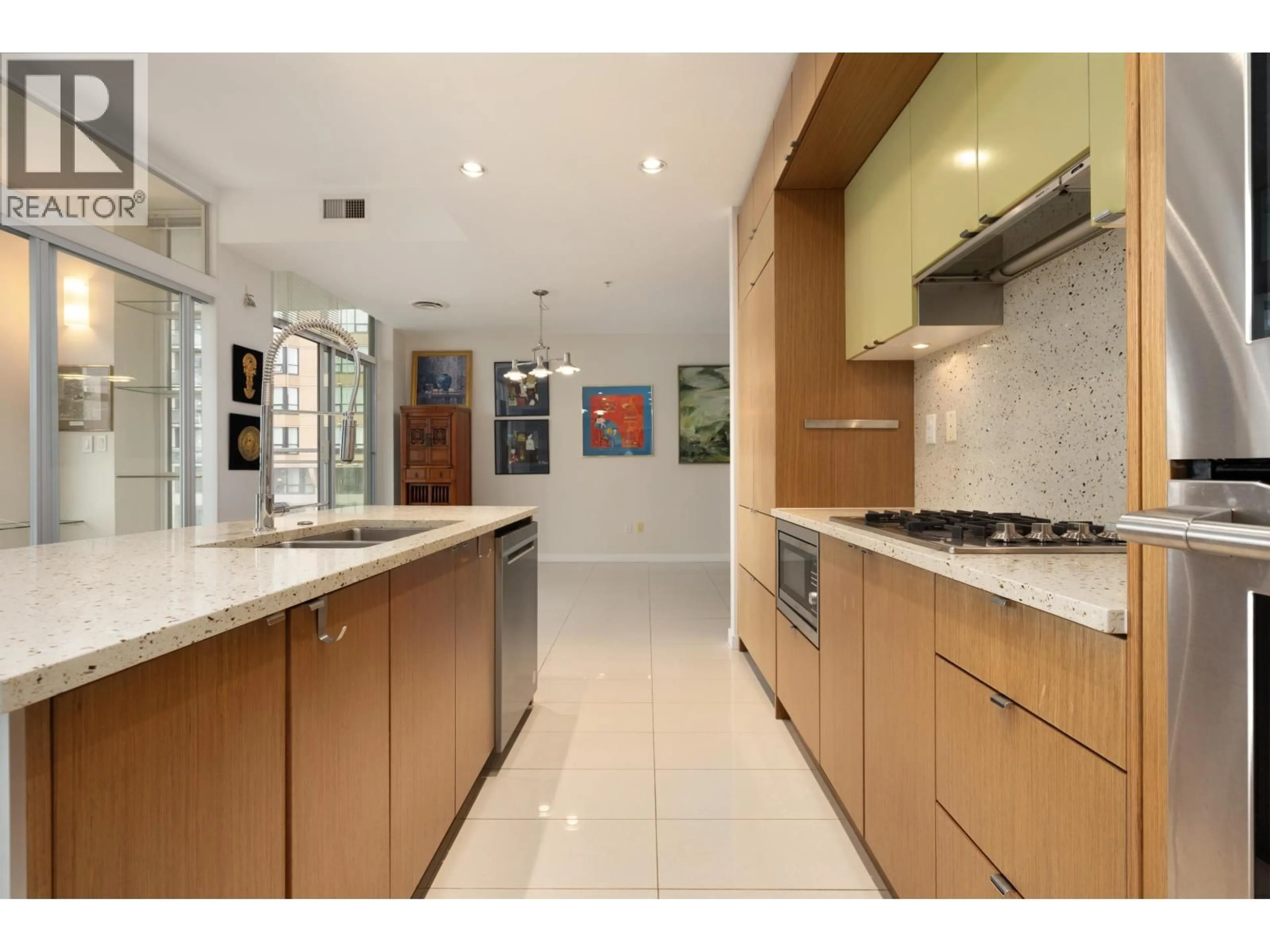 Contemporary kitchen, ceramic/tile floor for 1404 - 1205 HOWE STREET, Vancouver British Columbia V6Z0B2