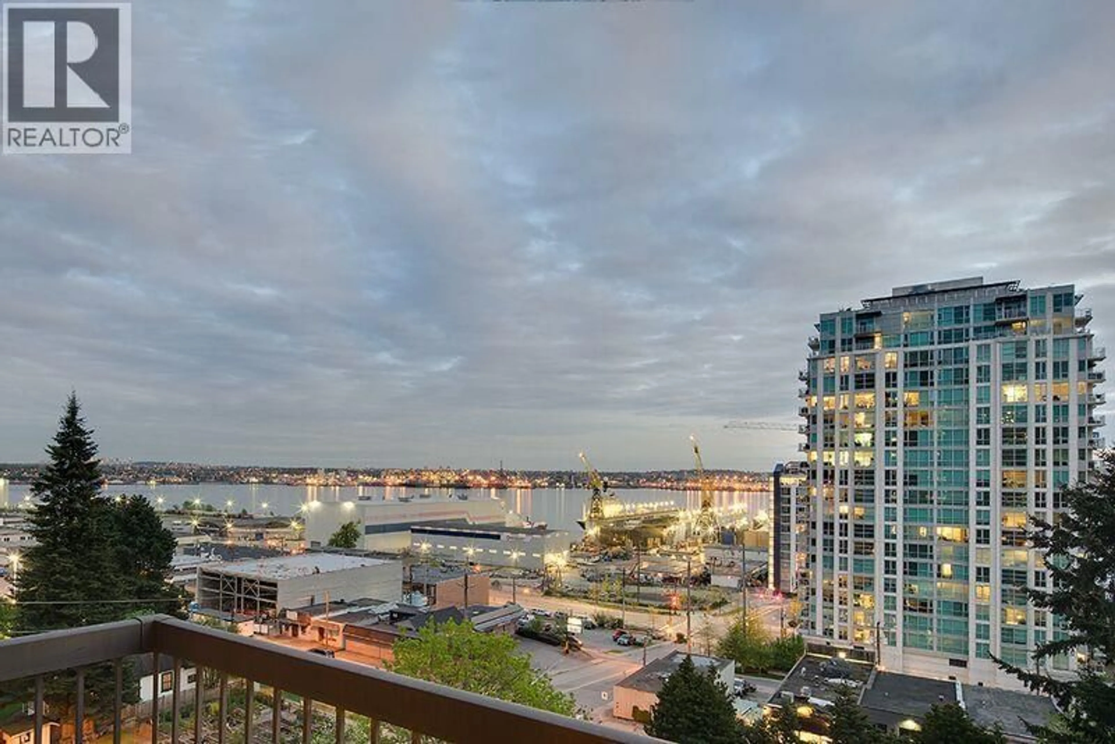 Patio, city buildings view from balcony for 701 - 145 ST GEORGES AVENUE, North Vancouver British Columbia V7L3G8