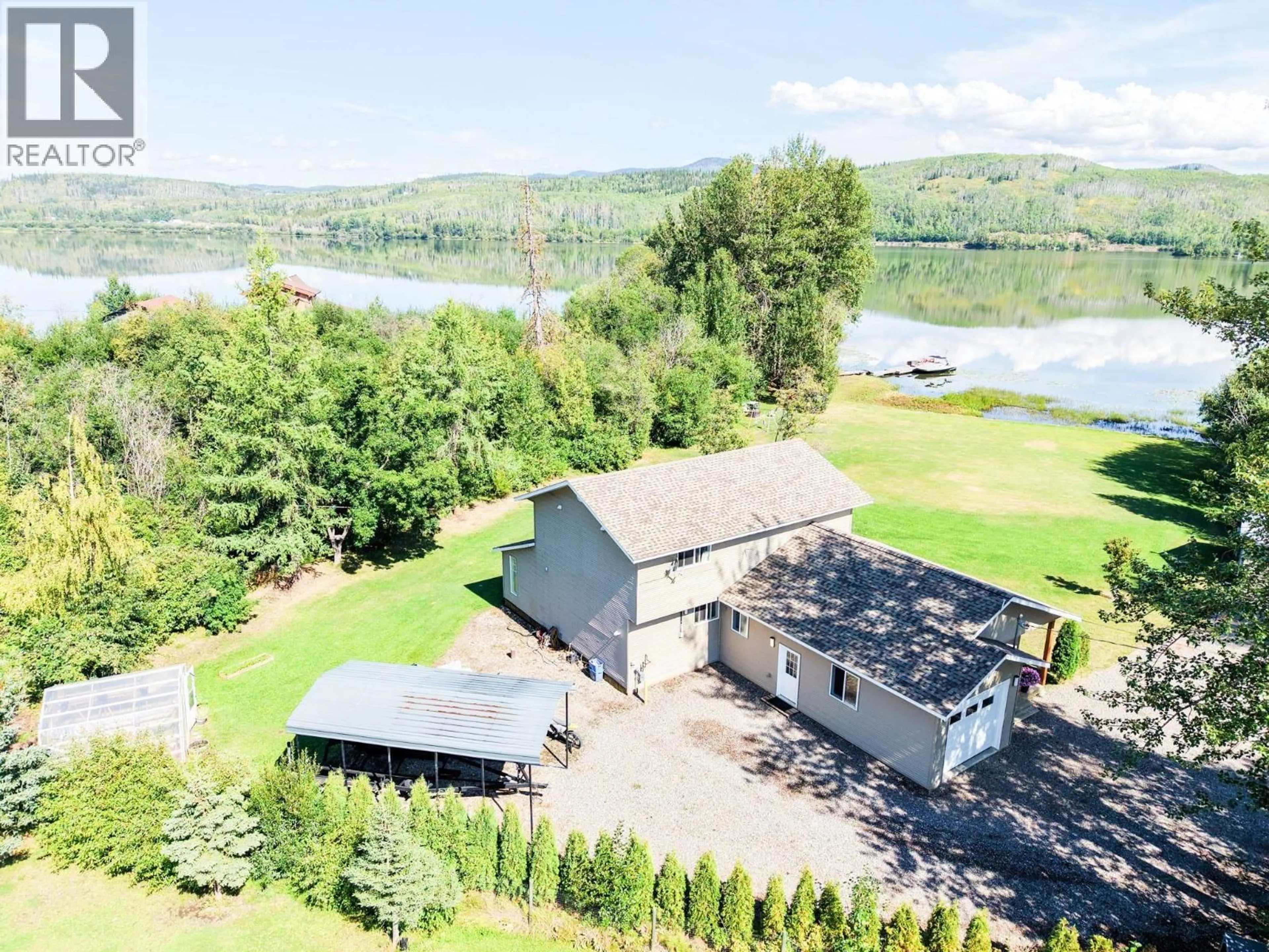 A pic from outside/outdoor area/front of a property/back of a property/a pic from drone, water/lake/river/ocean view for 770 NOURSE SUB 2 ROAD, Burns Lake British Columbia V0J1E2