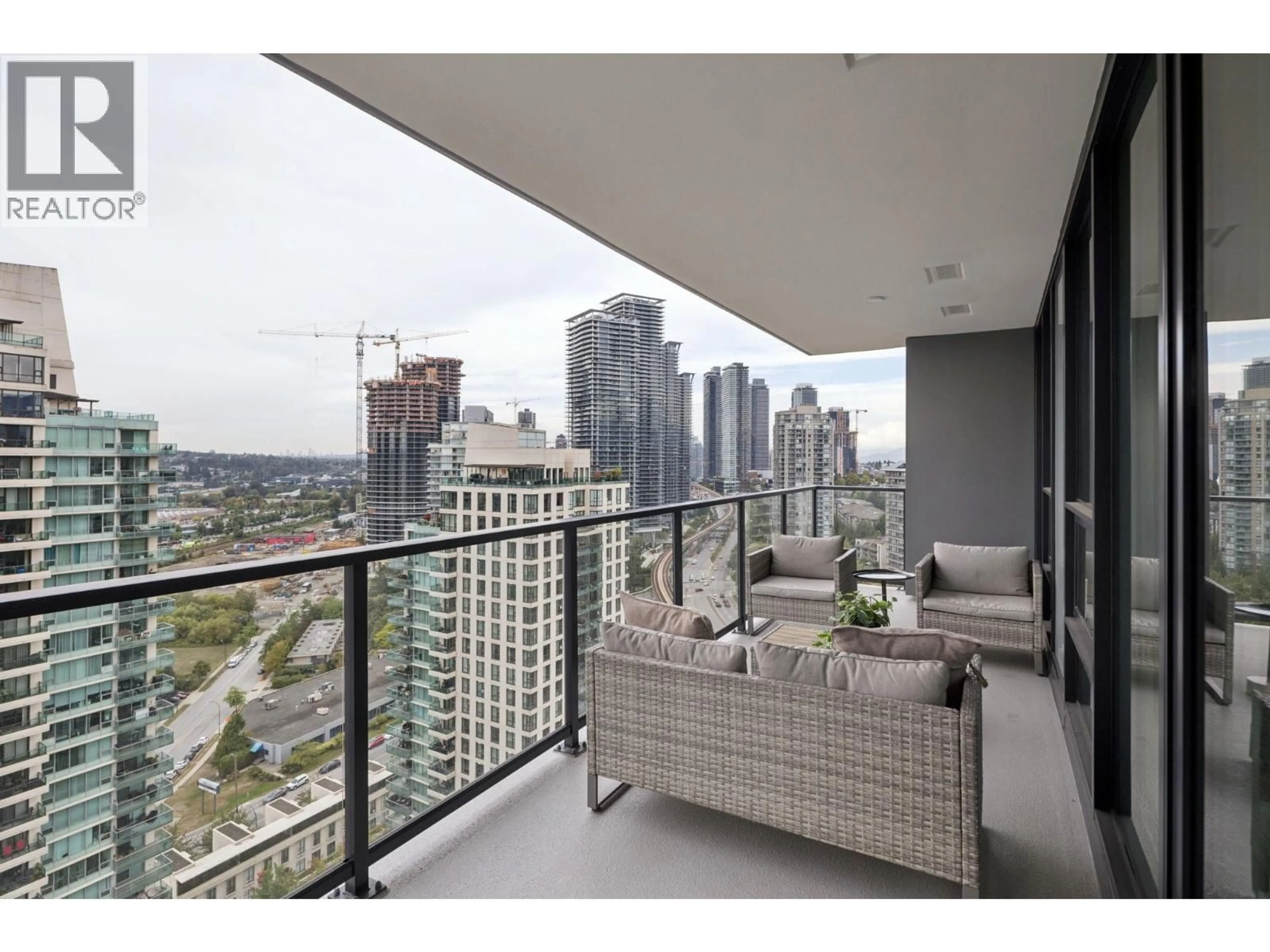 Balcony in the apartment, city buildings view from balcony for 2308 - 2135 SPRINGER AVENUE, Burnaby British Columbia V5B0C1
