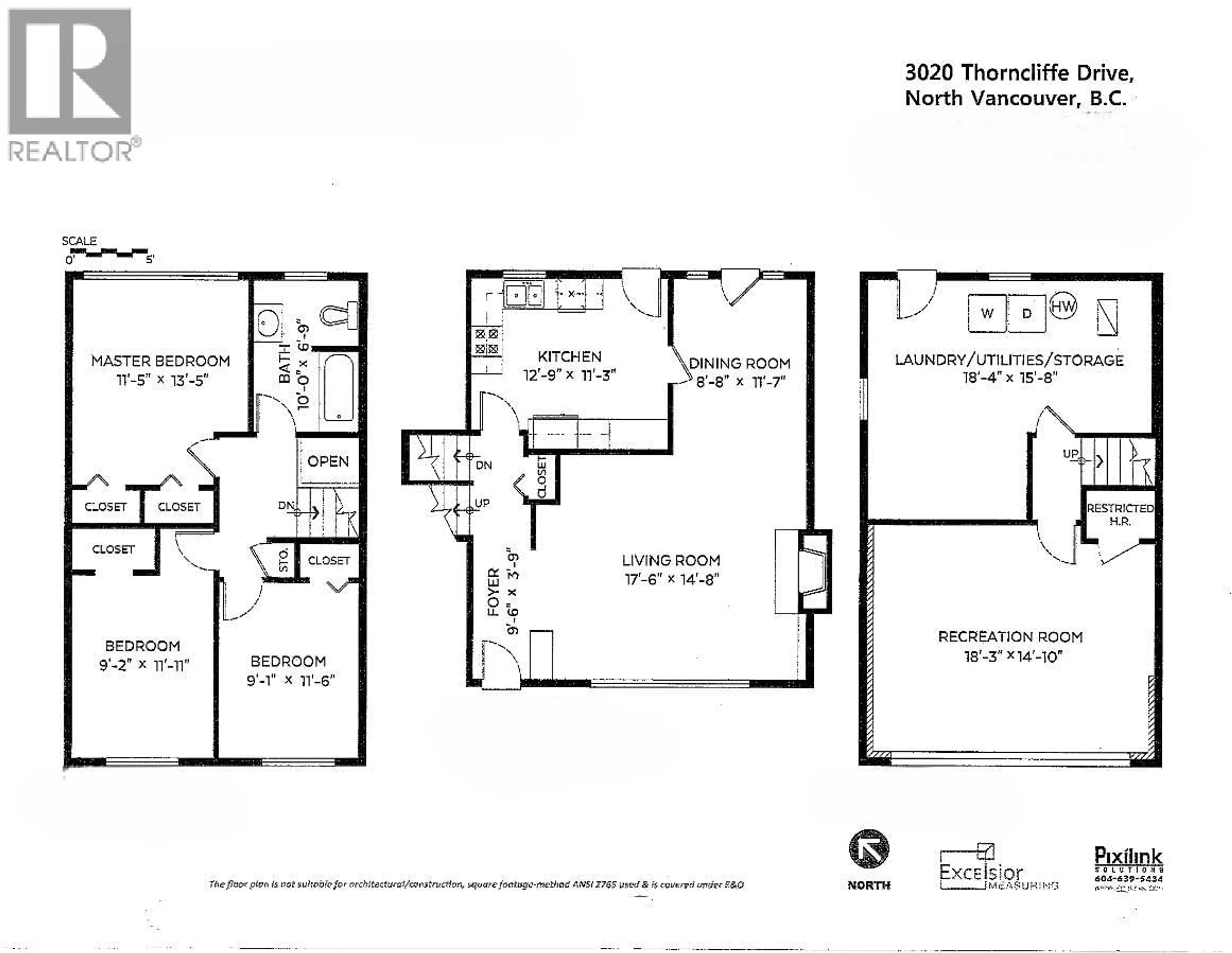 Floor plan for 3020 THORNCLIFFE DRIVE, North Vancouver British Columbia V7R2T1