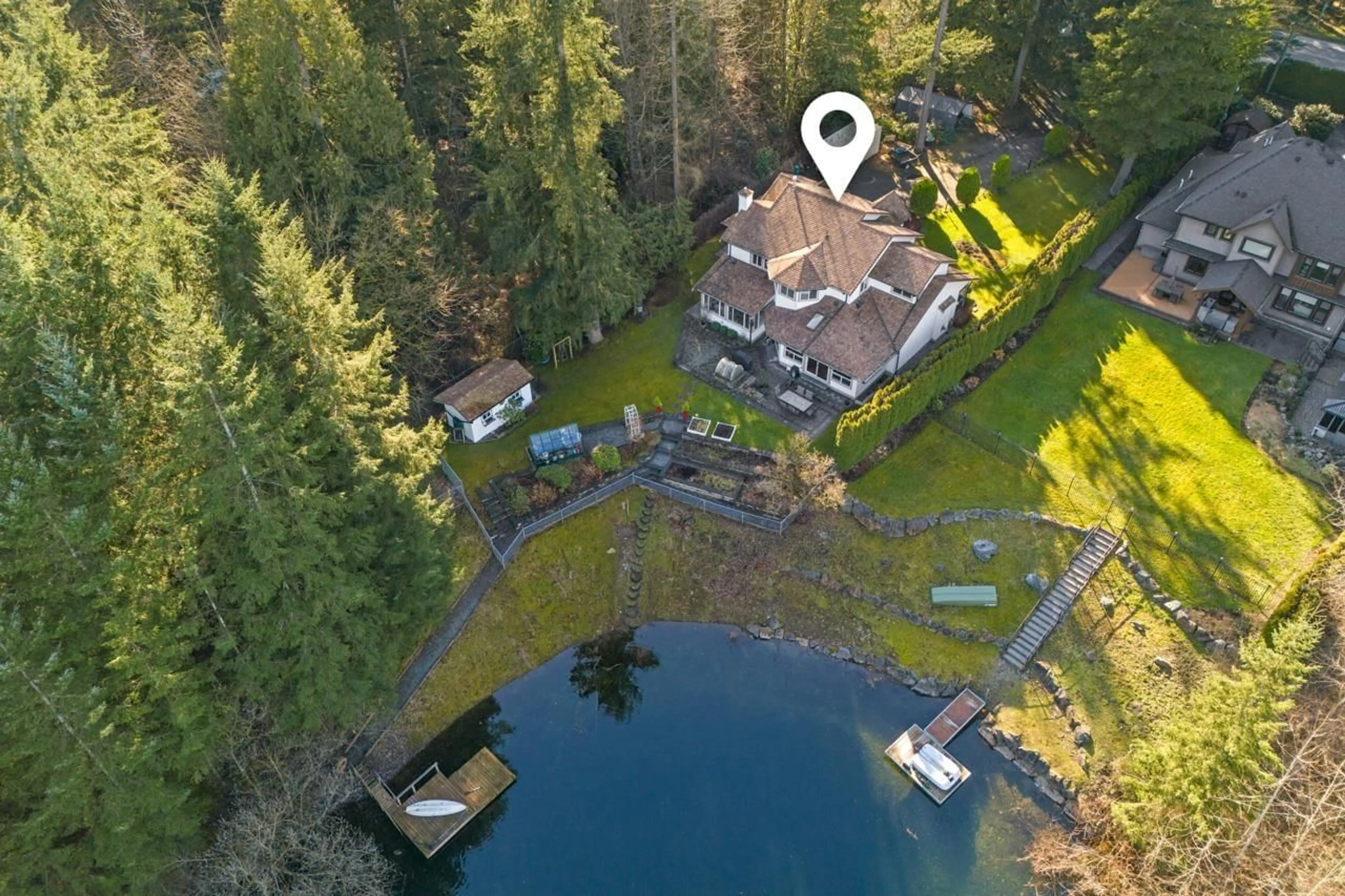 A pic from outside/outdoor area/front of a property/back of a property/a pic from drone, water/lake/river/ocean view for 2242 200 STREET, Langley British Columbia V2Z1W9