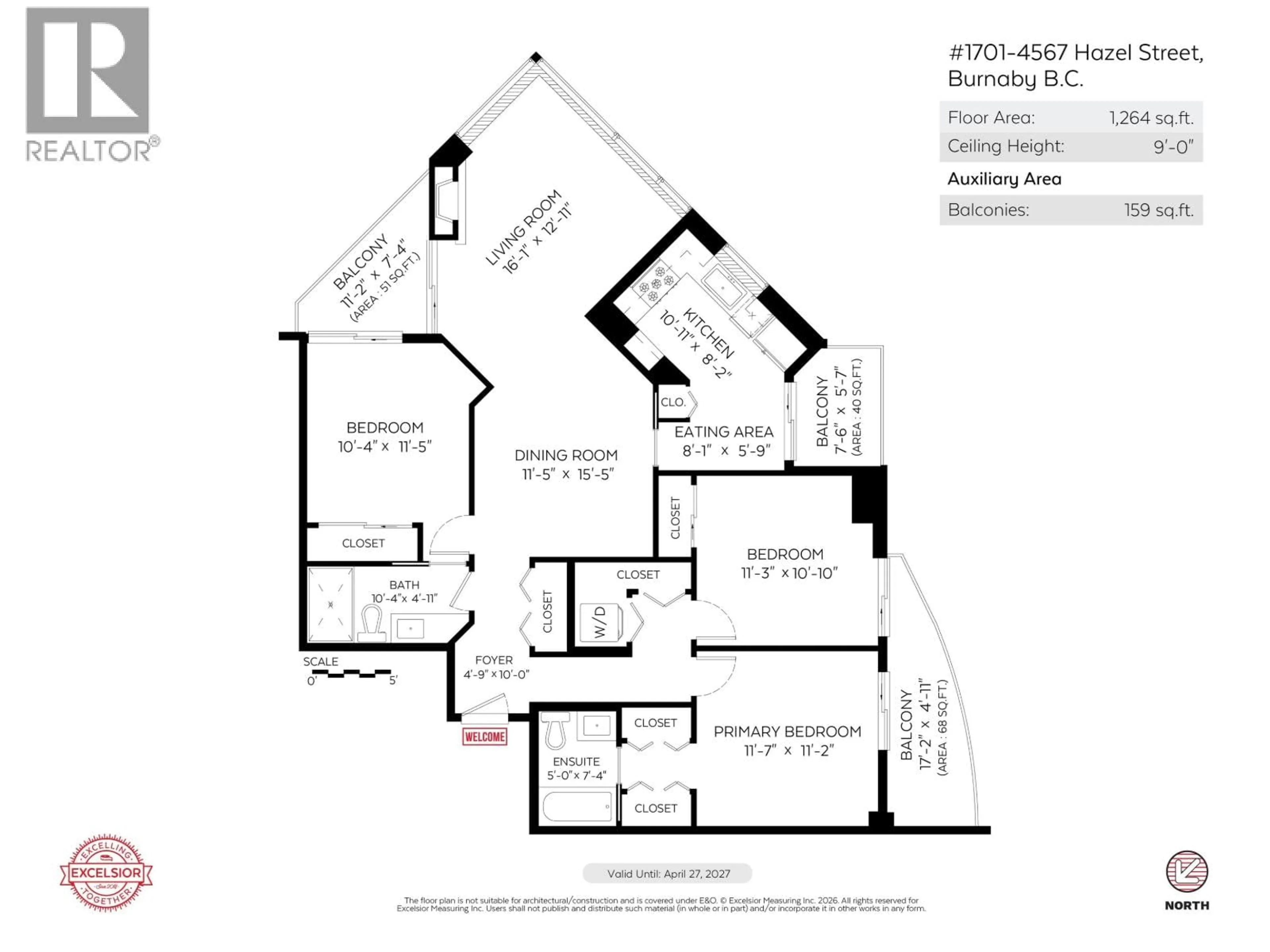 Floor plan for 1701 - 4567 HAZEL STREET, Burnaby British Columbia V5H4V4